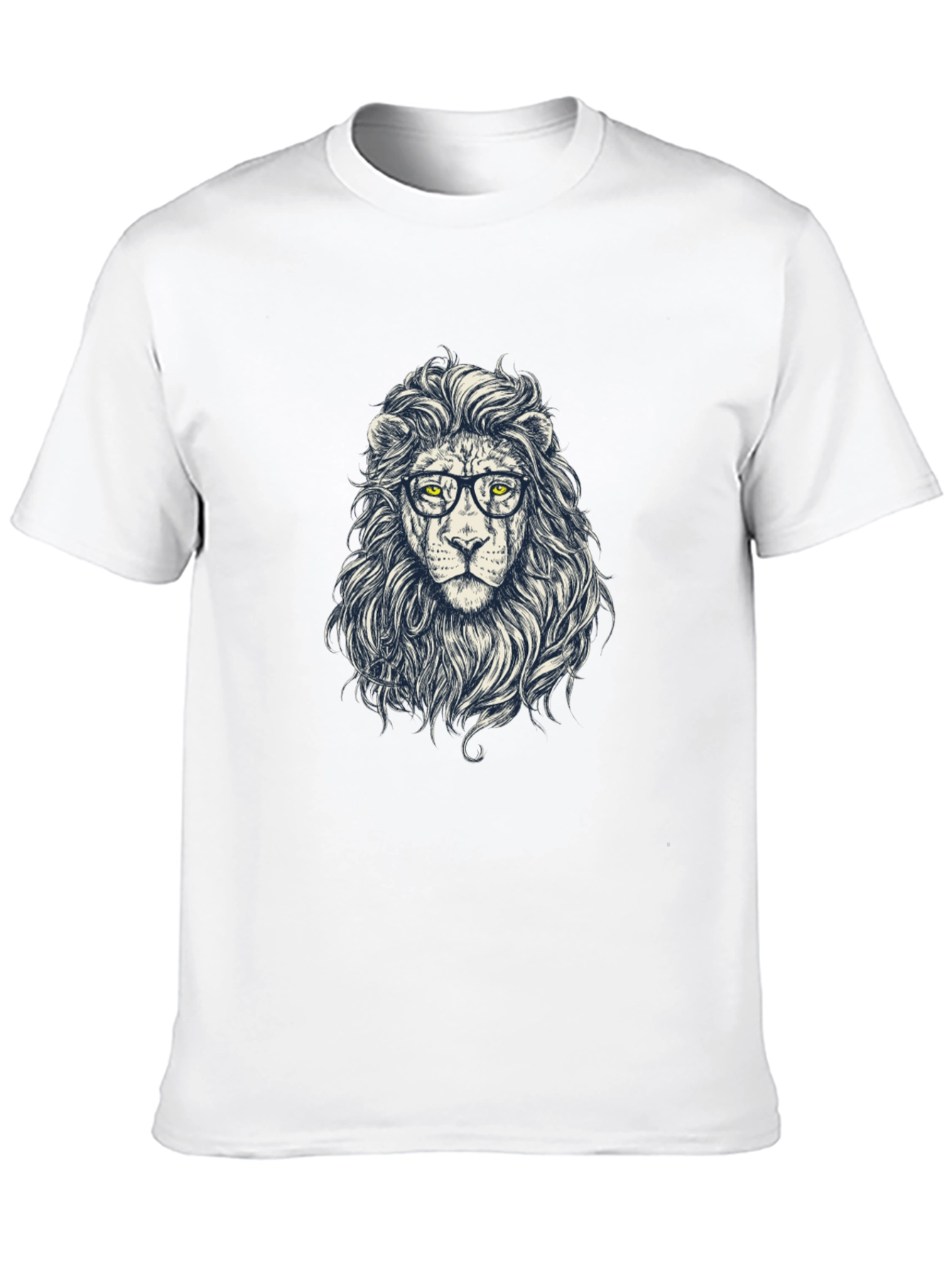 Lion with Glasses Graphic Tee - Black