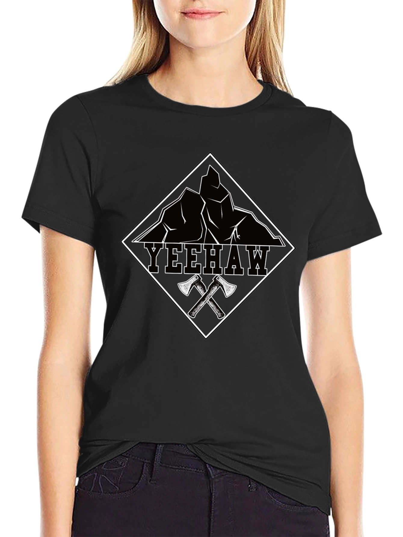 Yeehaw Graphic Tee - Mountain & Axe Design
