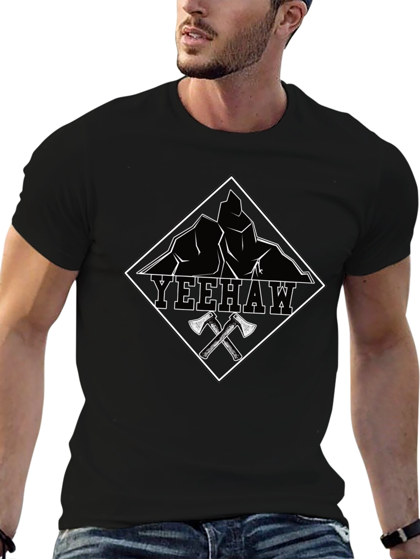 Yeehaw Graphic Tee - Mountain & Axe Design
