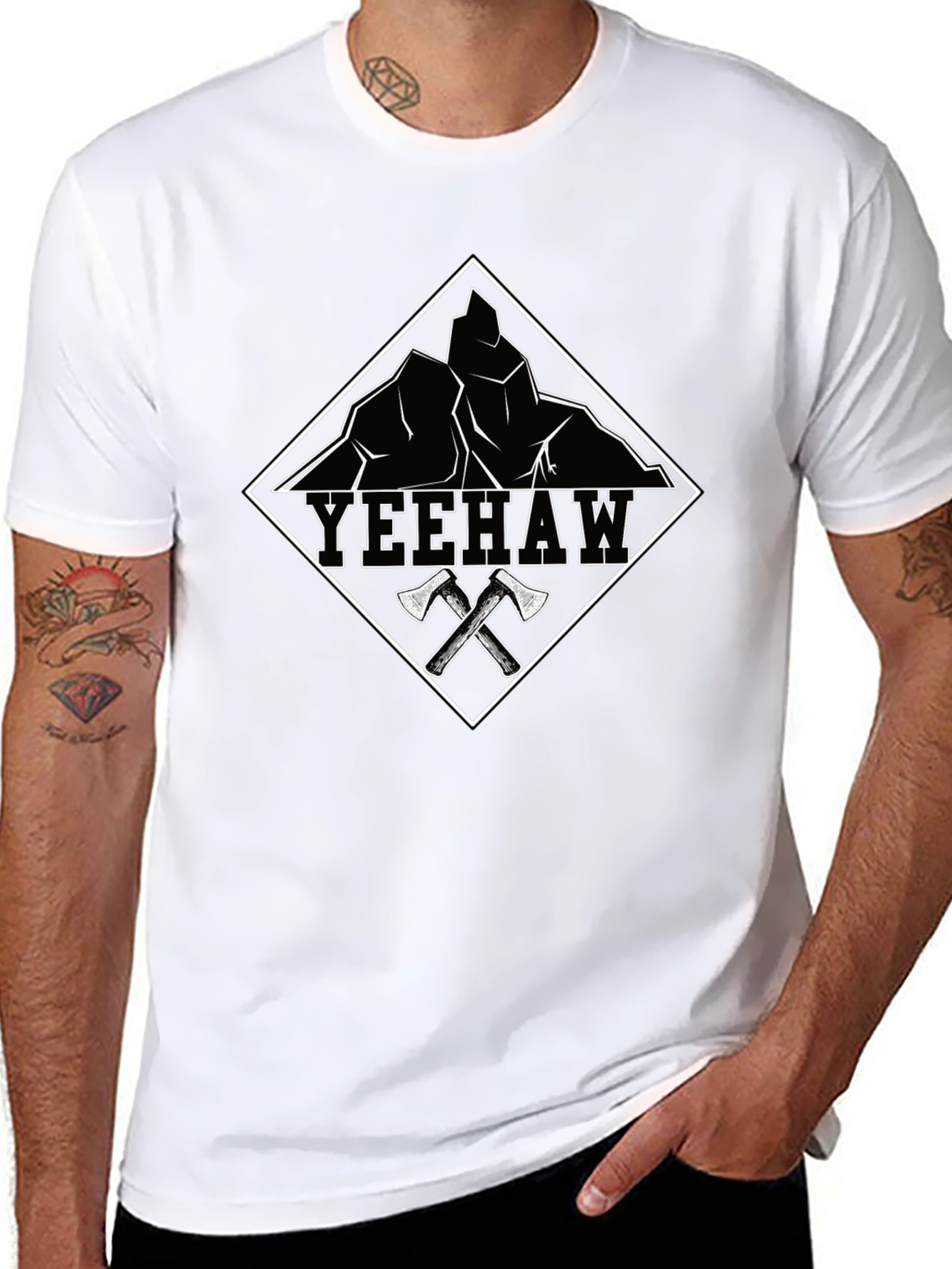 Yeehaw Graphic Tee - Mountain & Axe Design