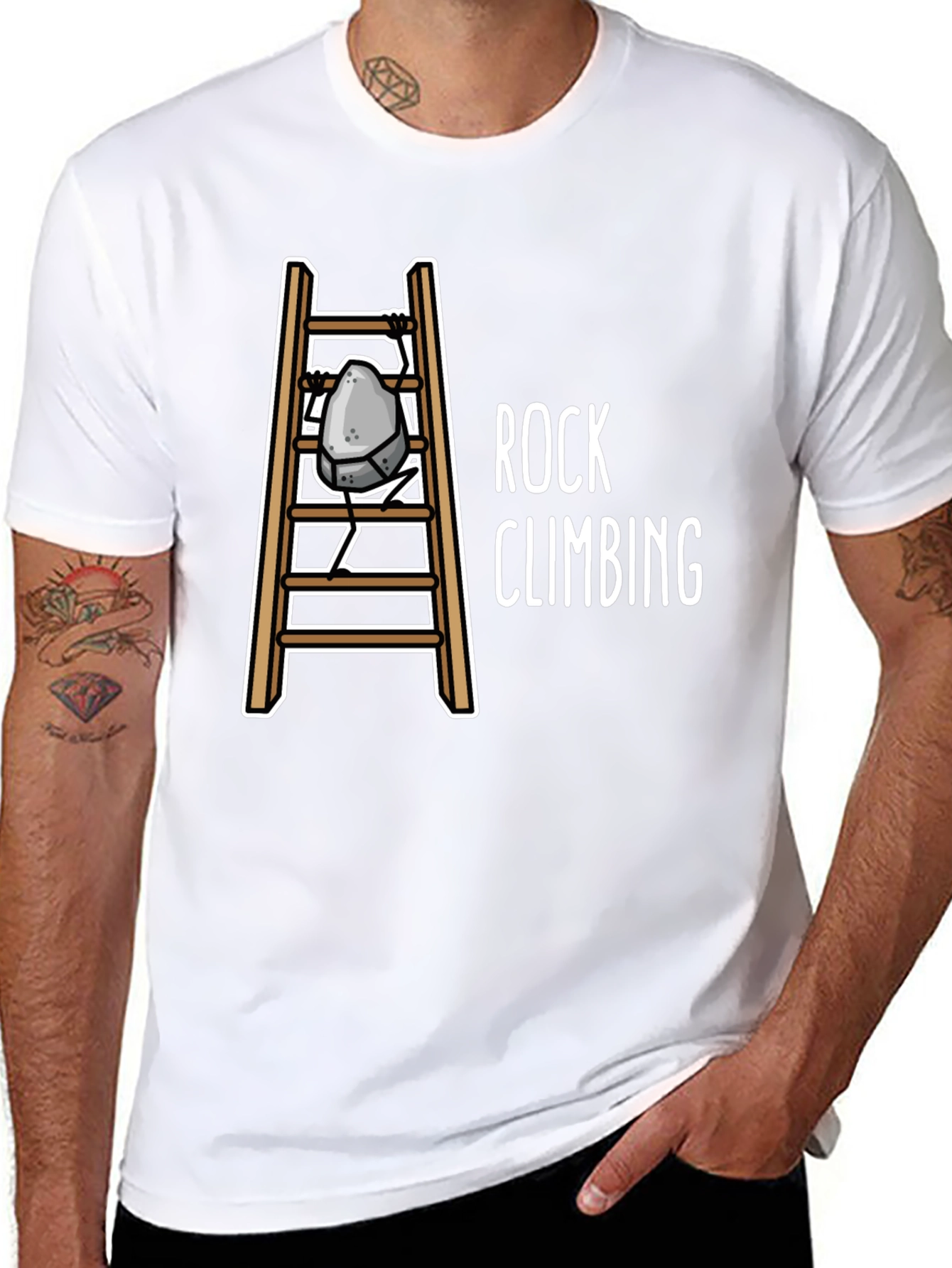 Rock Climbing Humor T-Shirt - Ladder Design