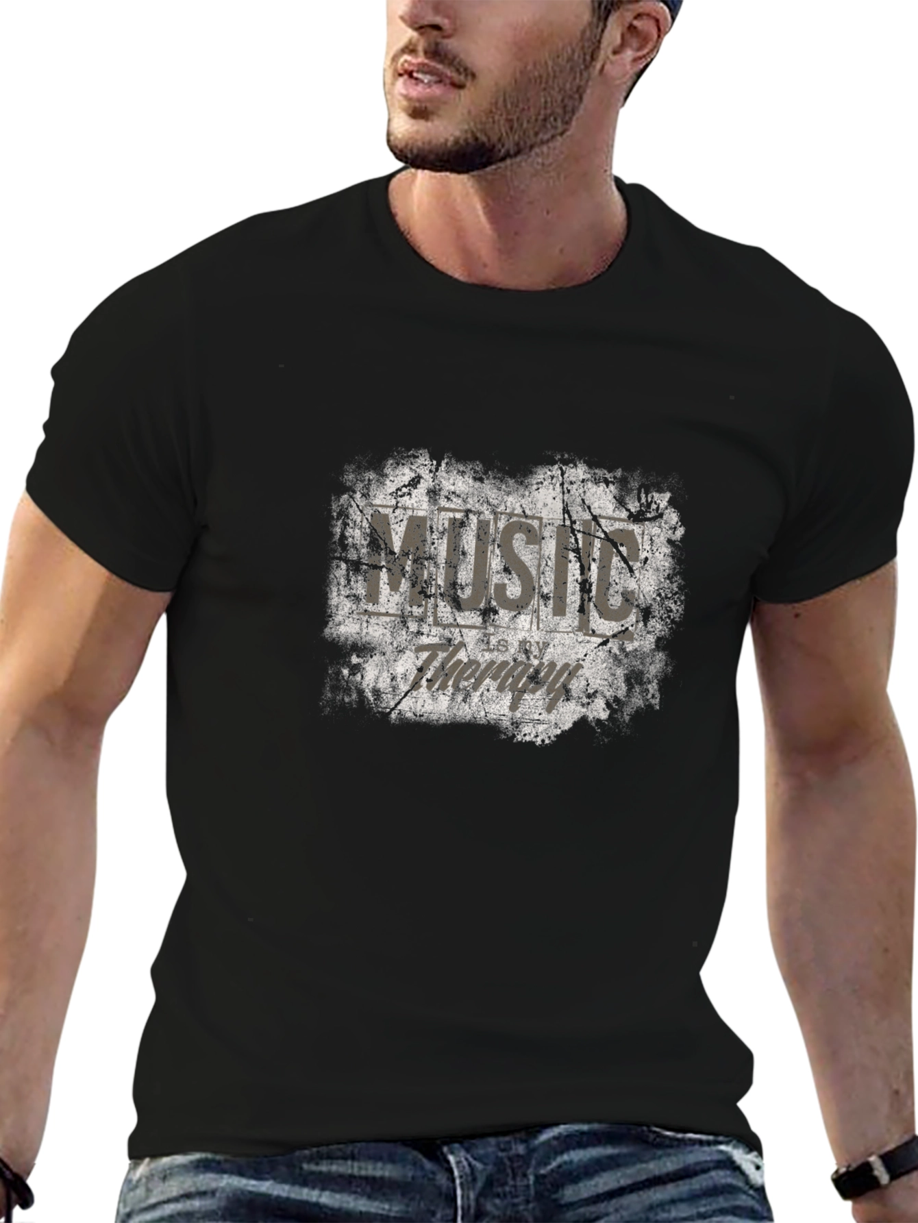 Music Therapy Distressed Graphic T-Shirt