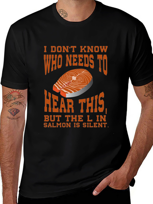 Funny Salmon Silent L T-Shirt - Novelty Food Pun Tee