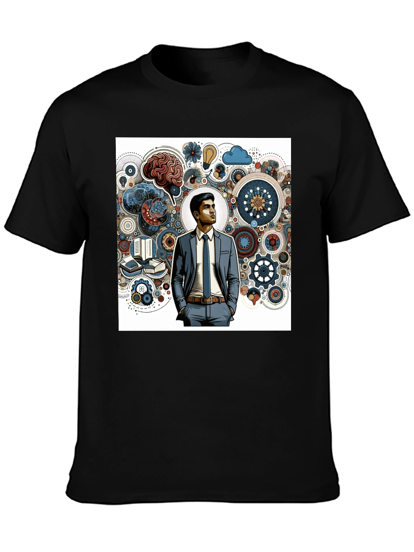 Creative Thinking Graphic Tee - Brain Gears Design