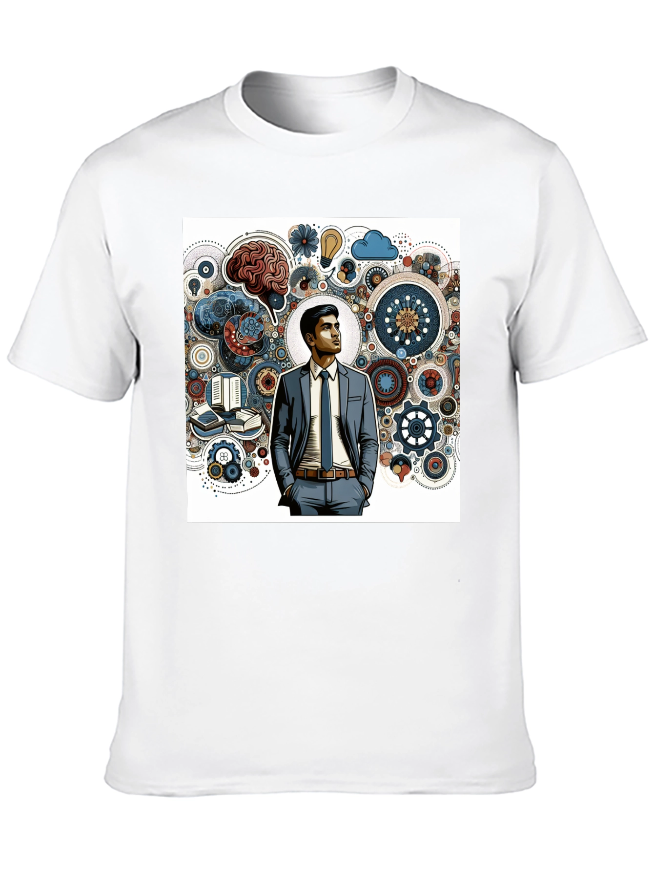 Creative Thinking Graphic Tee - Brain Gears Design
