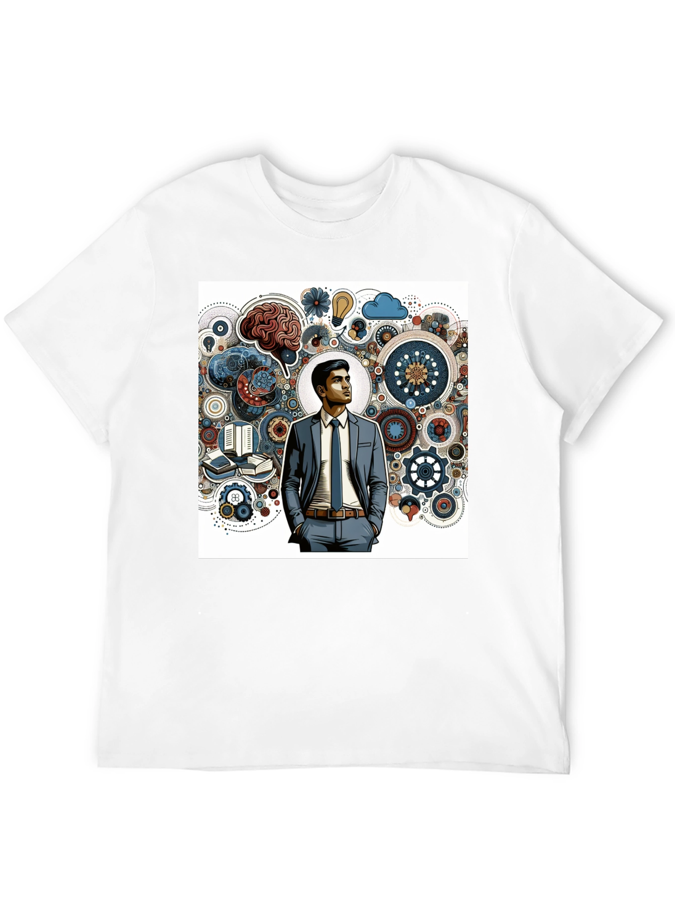 Creative Thinking Graphic Tee - Brain Gears Design