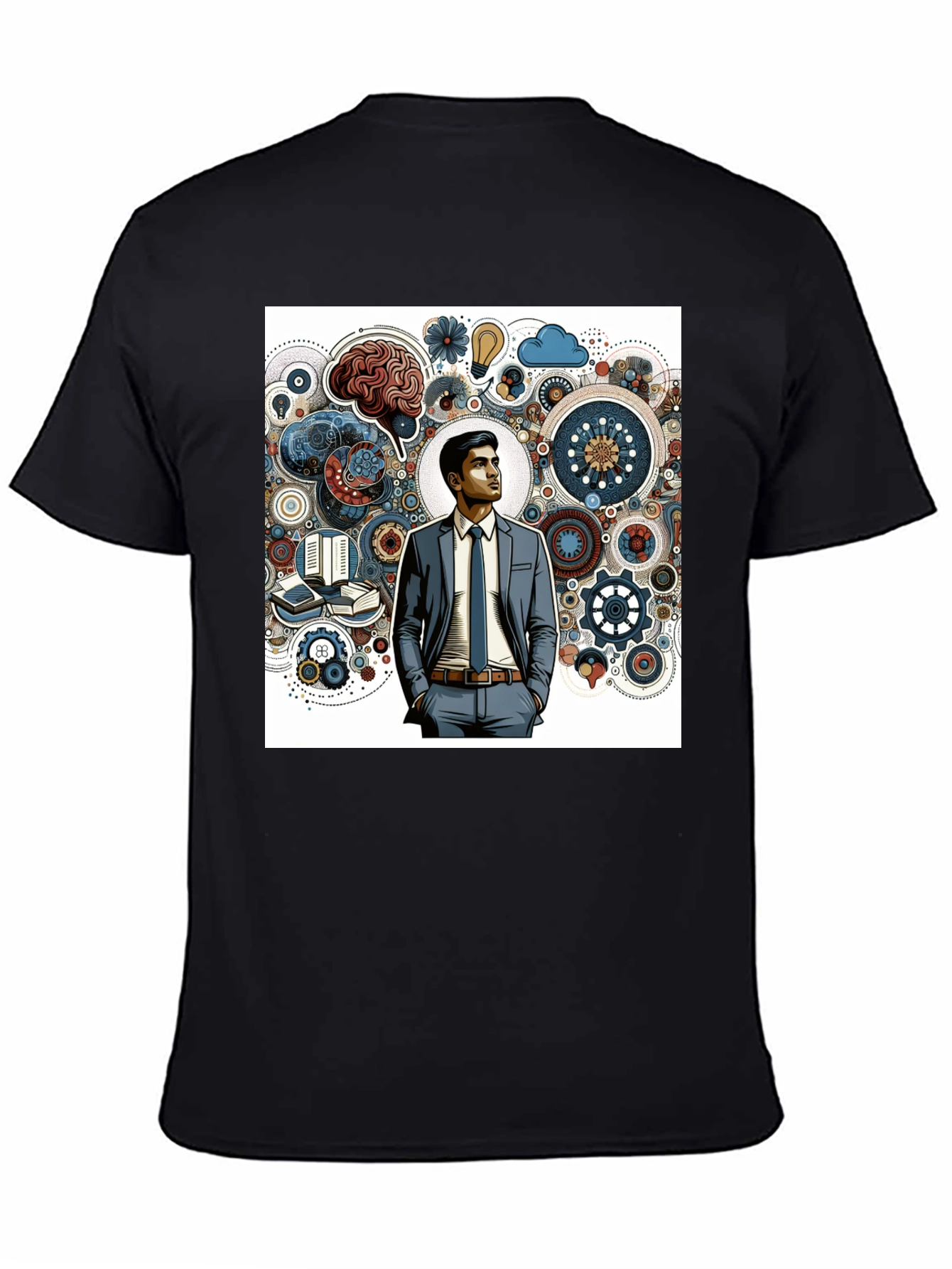 Creative Thinking Graphic Tee - Brain Gears Design