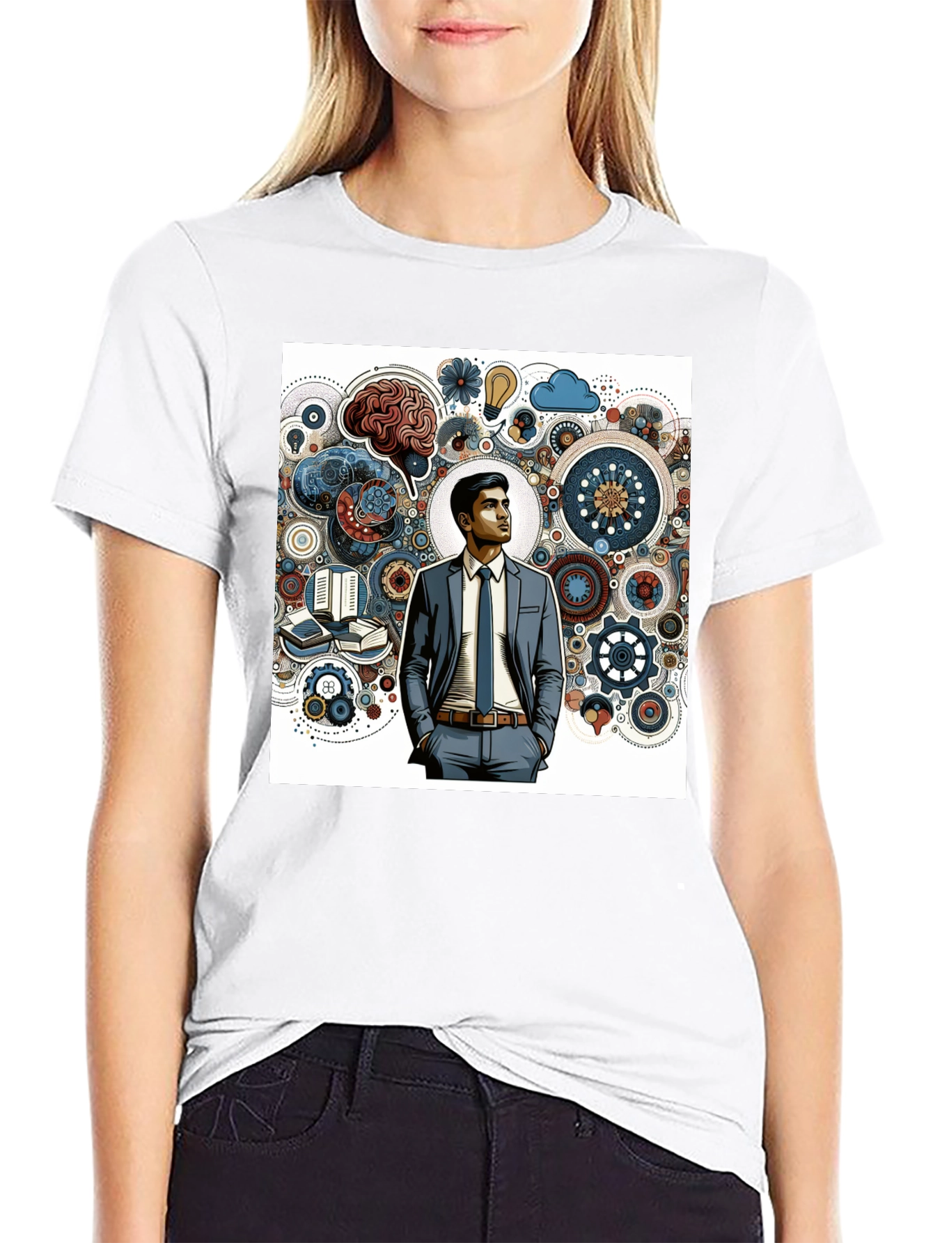 Creative Thinking Graphic Tee - Brain Gears Design