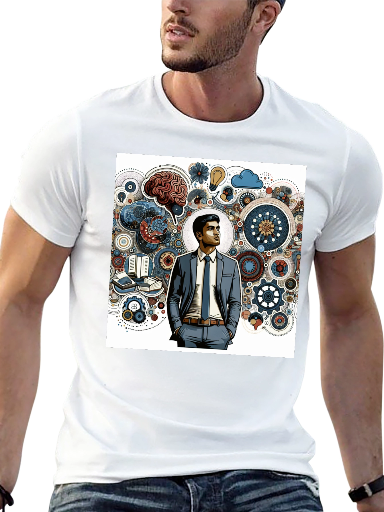 Creative Thinking Graphic Tee - Brain Gears Design