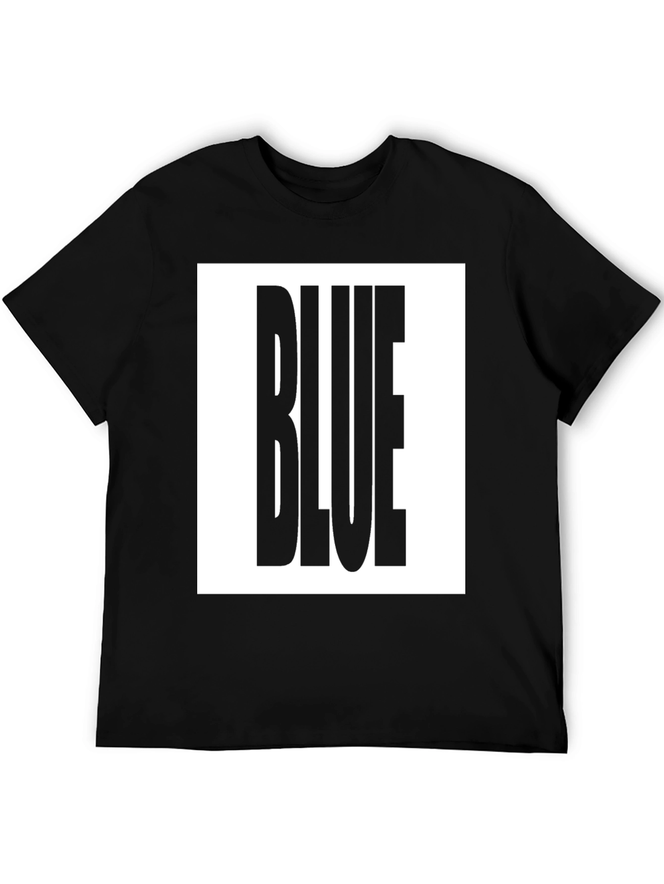 Bold BLUE Graphic Tee - Black Cotton T-Shirt