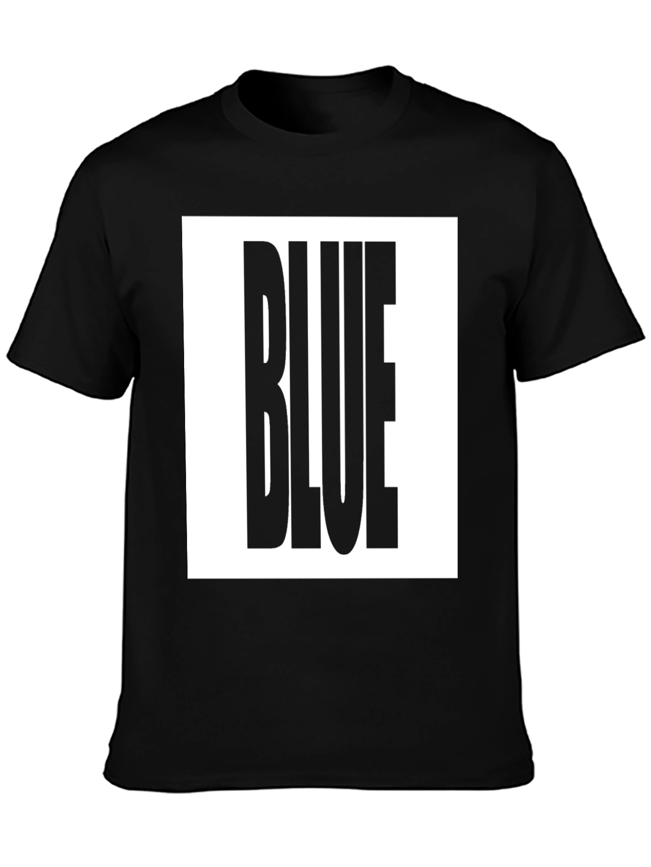 Bold BLUE Graphic Tee - Black Cotton T-Shirt