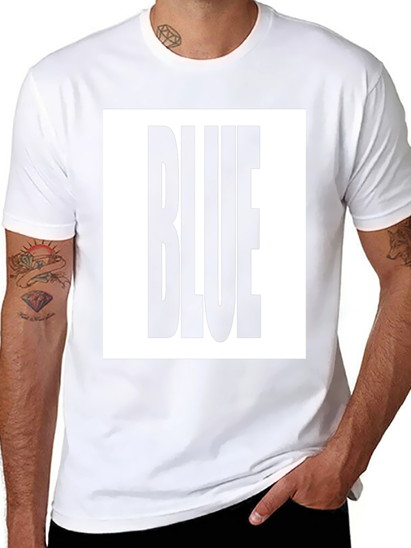 Bold BLUE Graphic Tee - Black Cotton T-Shirt