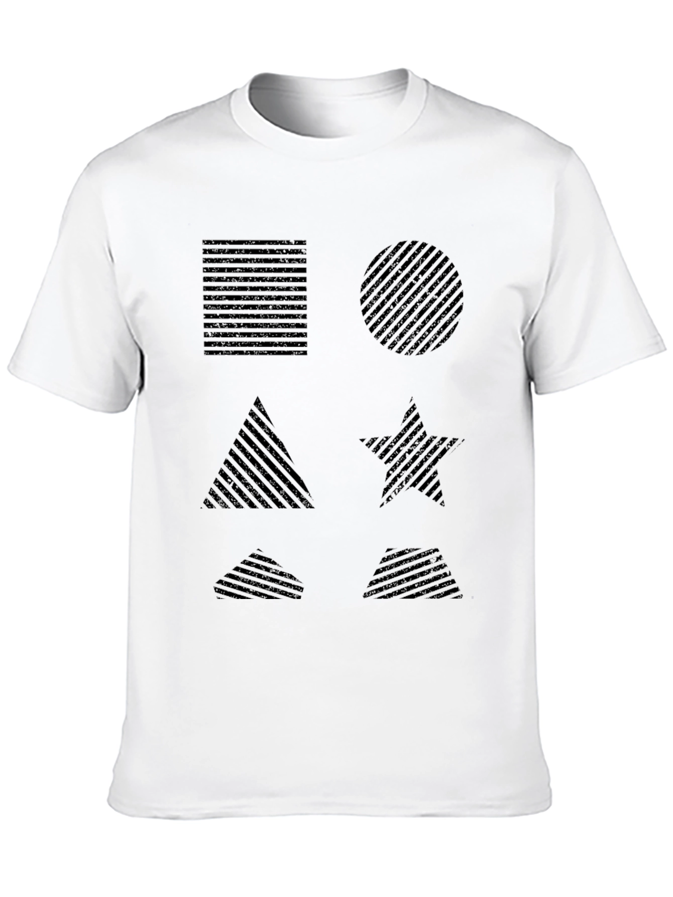 Geometric Shapes Pattern Black T-Shirt