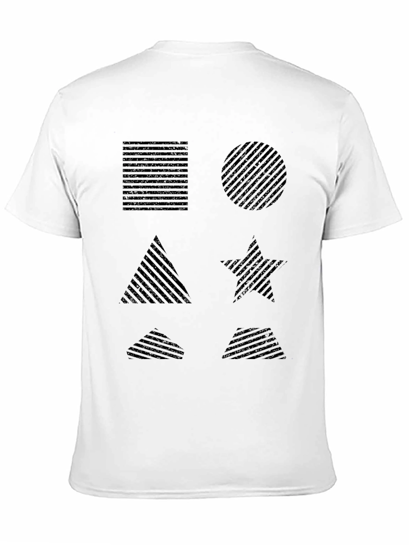 Geometric Shapes Pattern Black T-Shirt