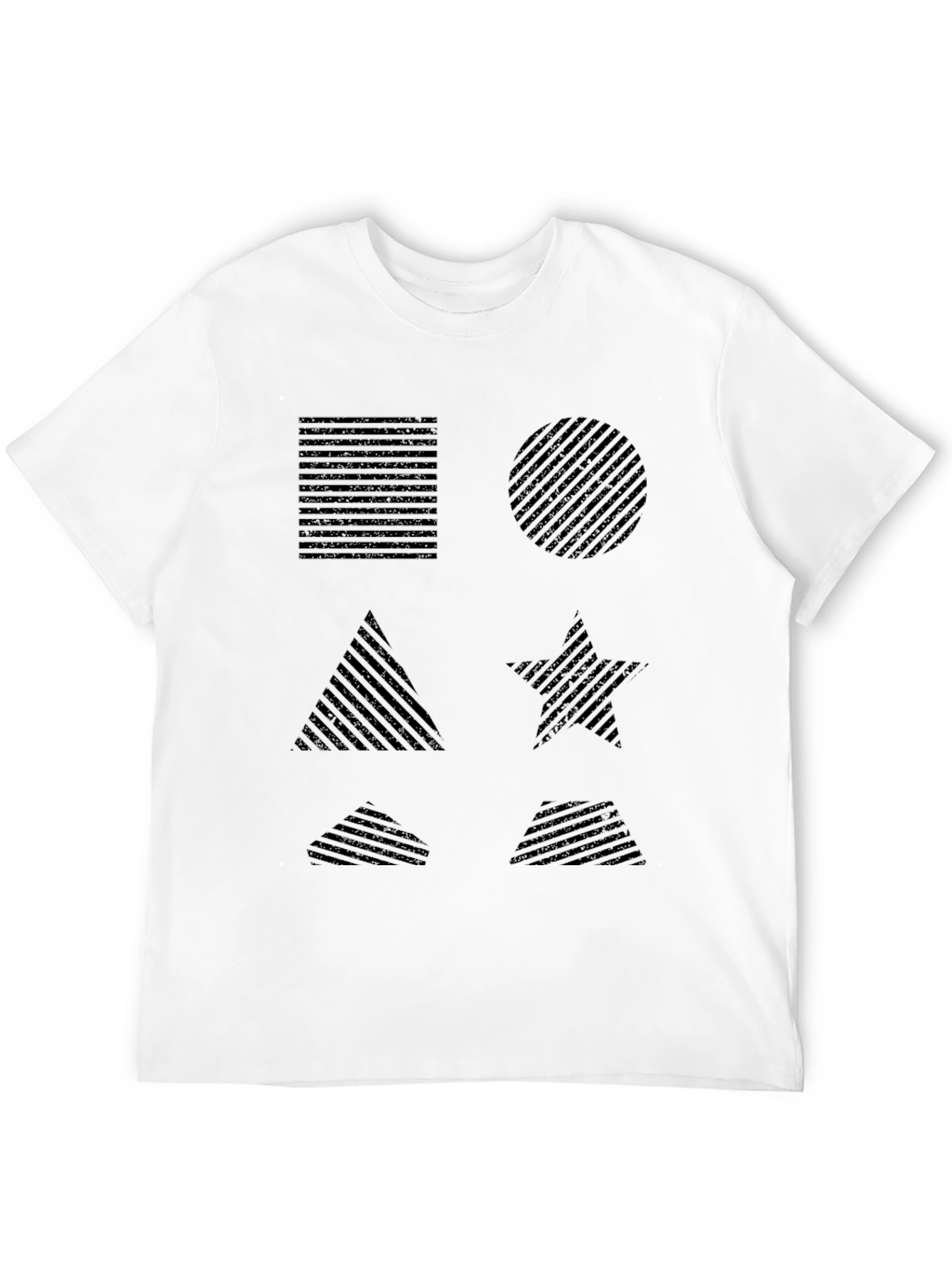 Geometric Shapes Pattern Black T-Shirt