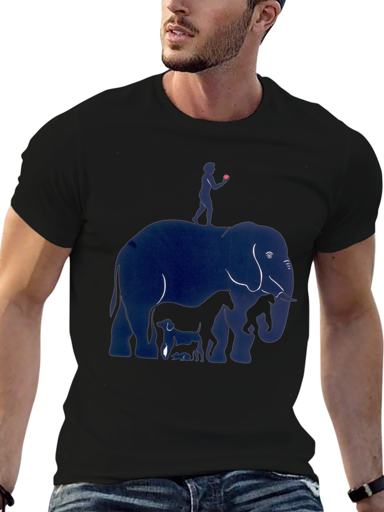 Elephant & Friends Graphic Print Mens T-Shirt