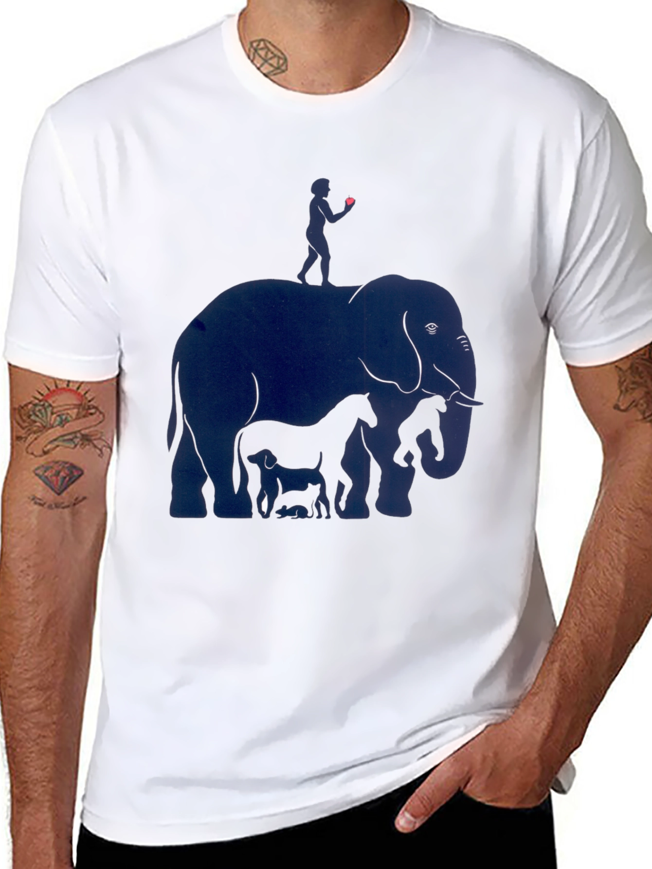 Elephant & Friends Graphic Print Mens T-Shirt