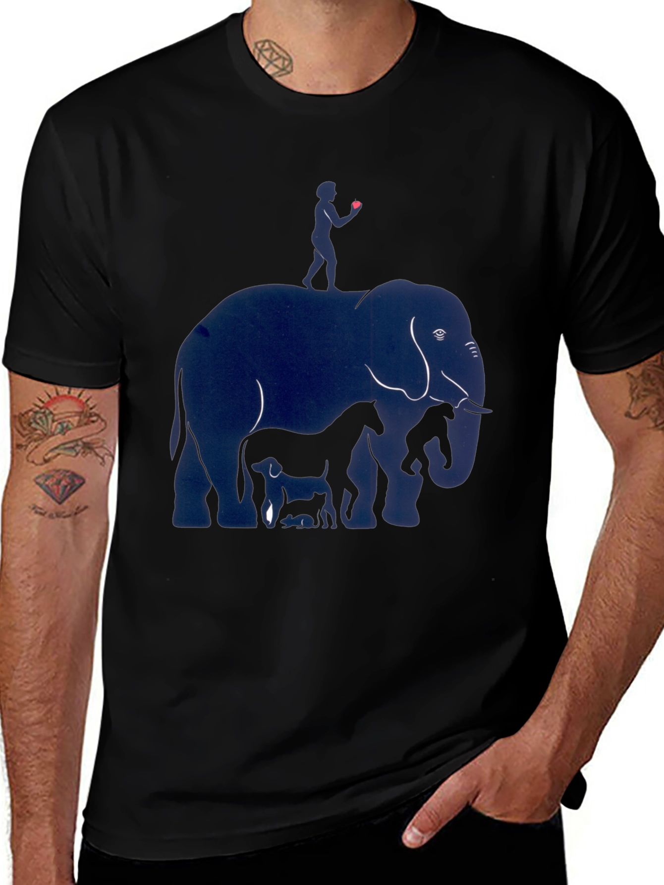 Elephant & Friends Graphic Print Mens T-Shirt