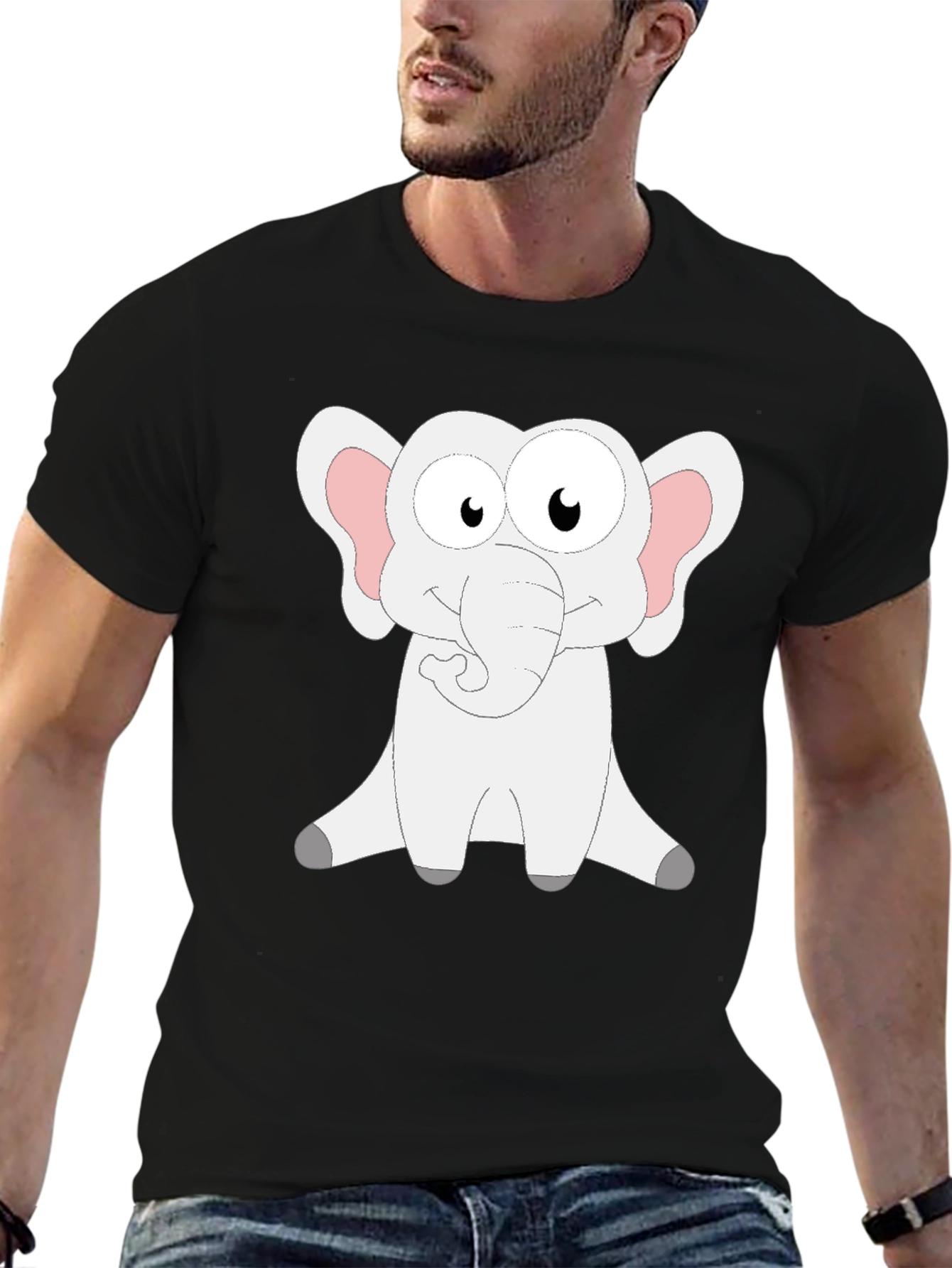 Cute Cartoon Elephant Graphic T-Shirt