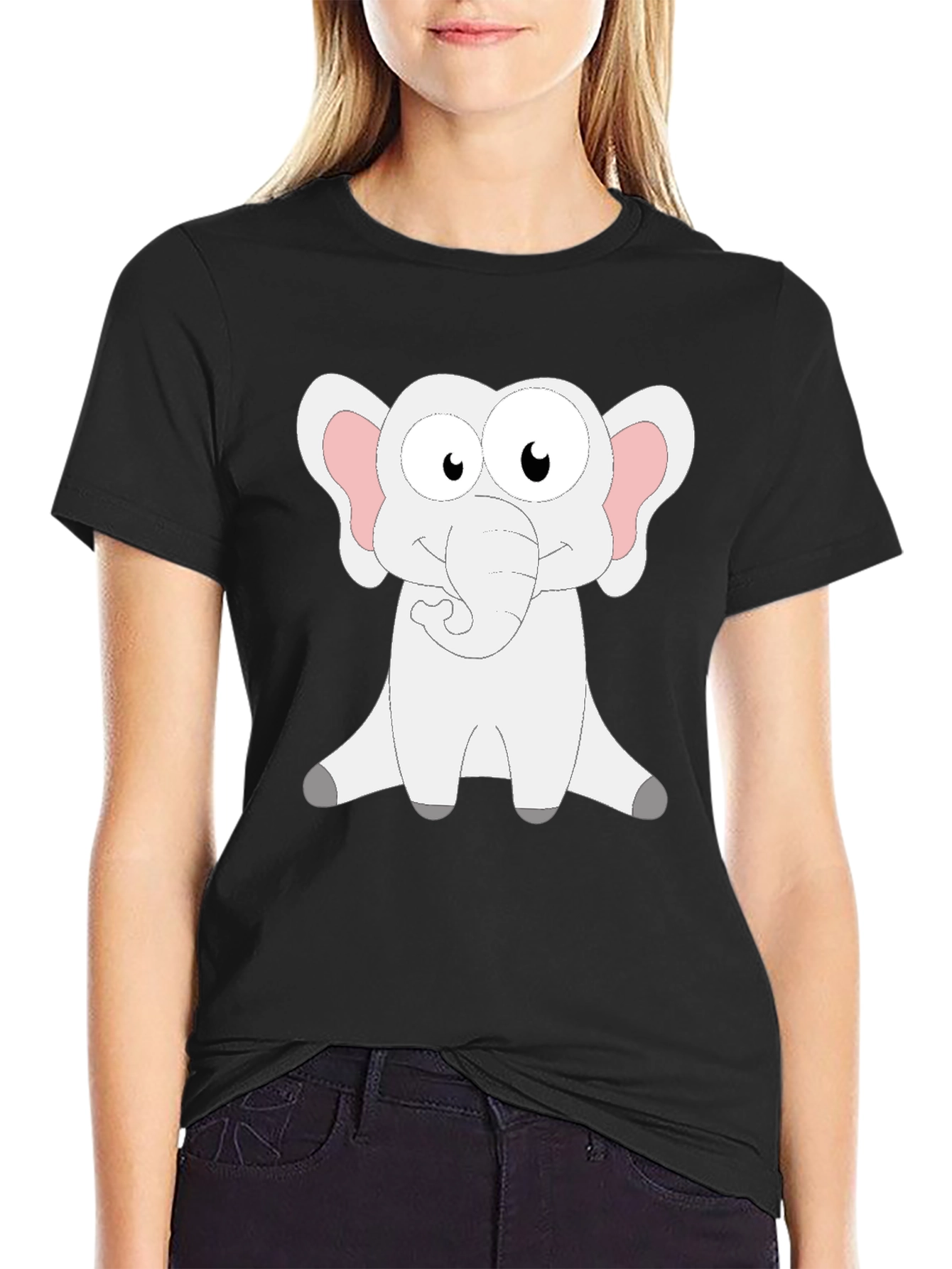 Cute Cartoon Elephant Graphic T-Shirt
