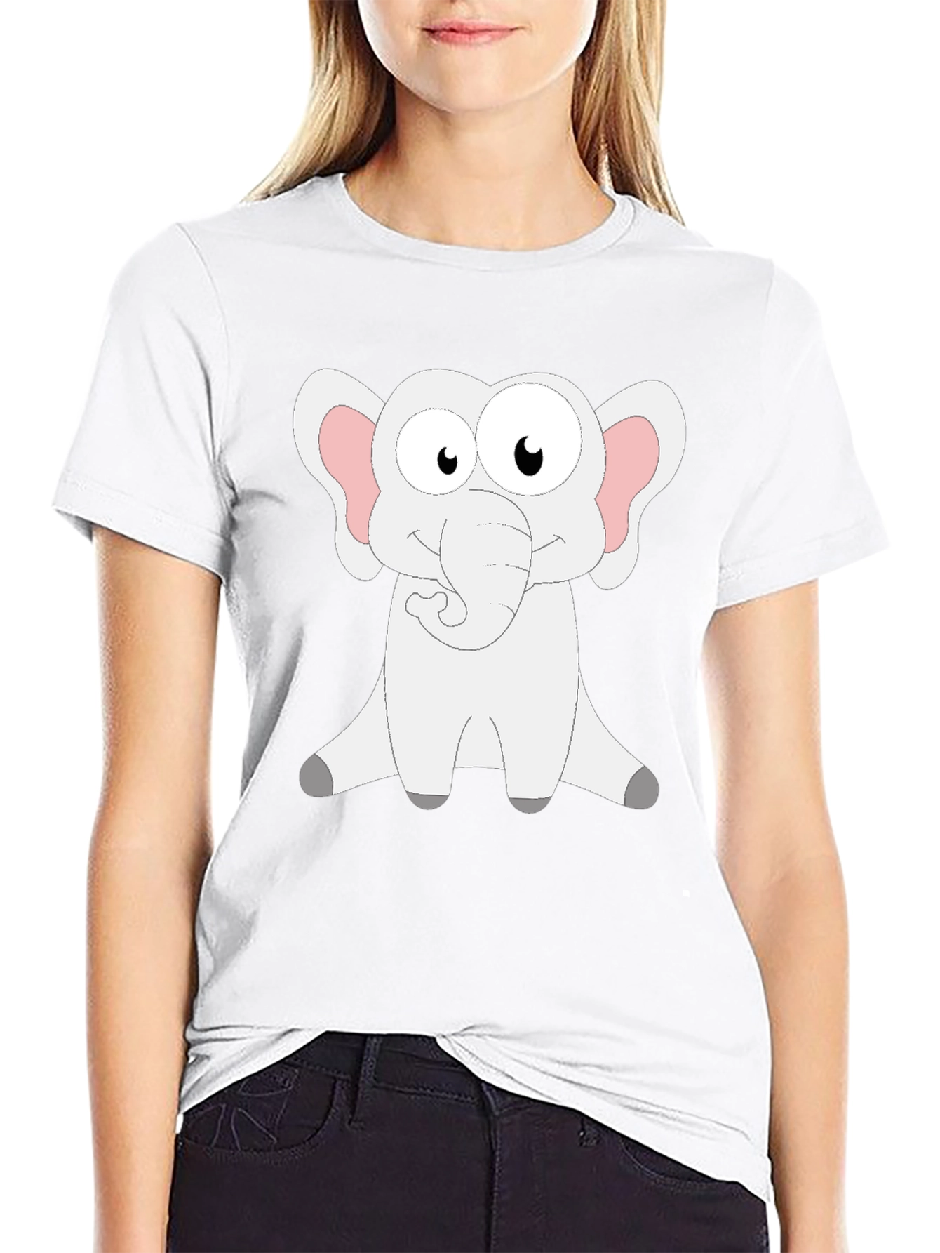 Cute Cartoon Elephant Graphic T-Shirt