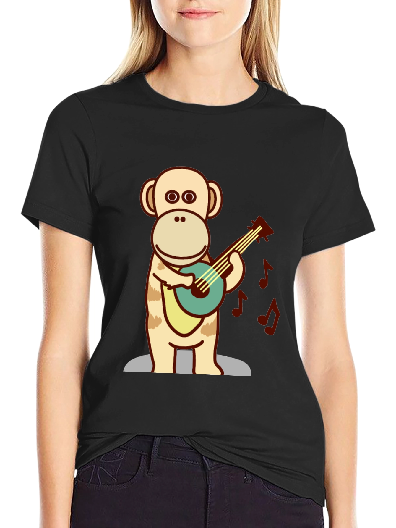 Monkey Guitarist T-Shirt - Fun Cartoon Design