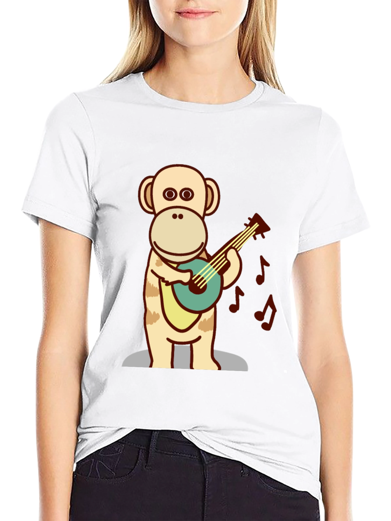 Monkey Guitarist T-Shirt - Fun Cartoon Design