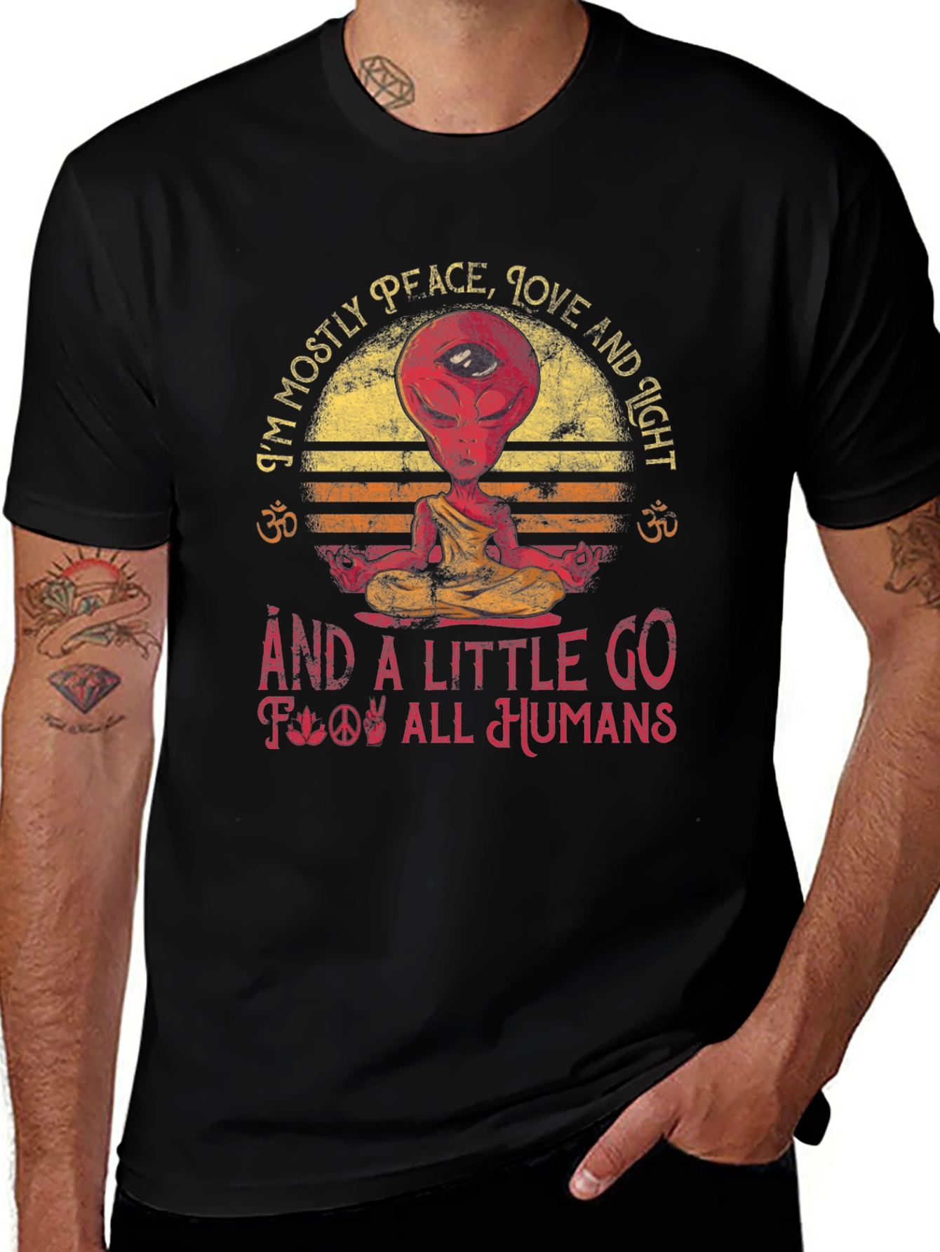 Peace Love Alien T-Shirt - Mostly Peace Graphic Tee