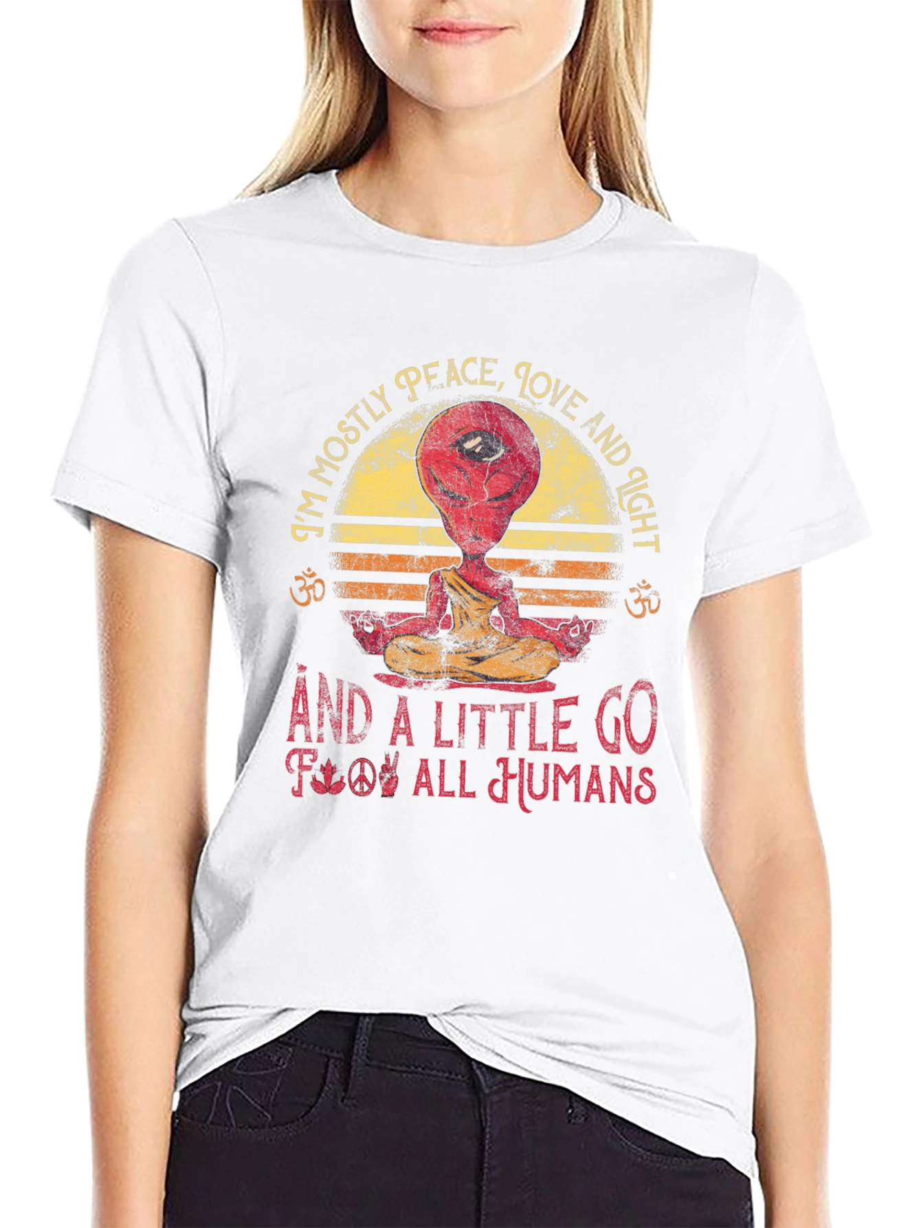 Peace Love Alien T-Shirt - Mostly Peace Graphic Tee