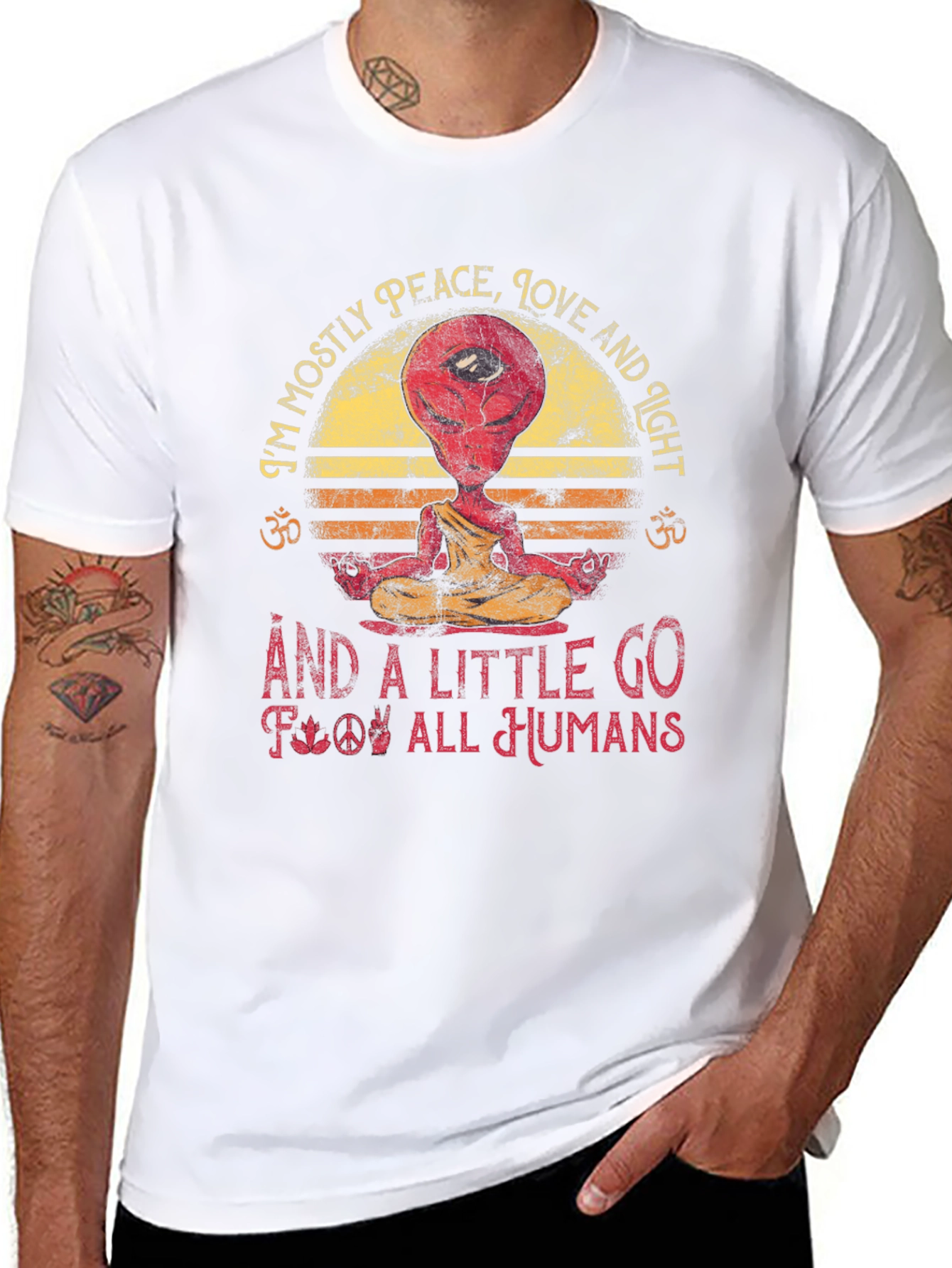 Peace Love Alien T-Shirt - Mostly Peace Graphic Tee