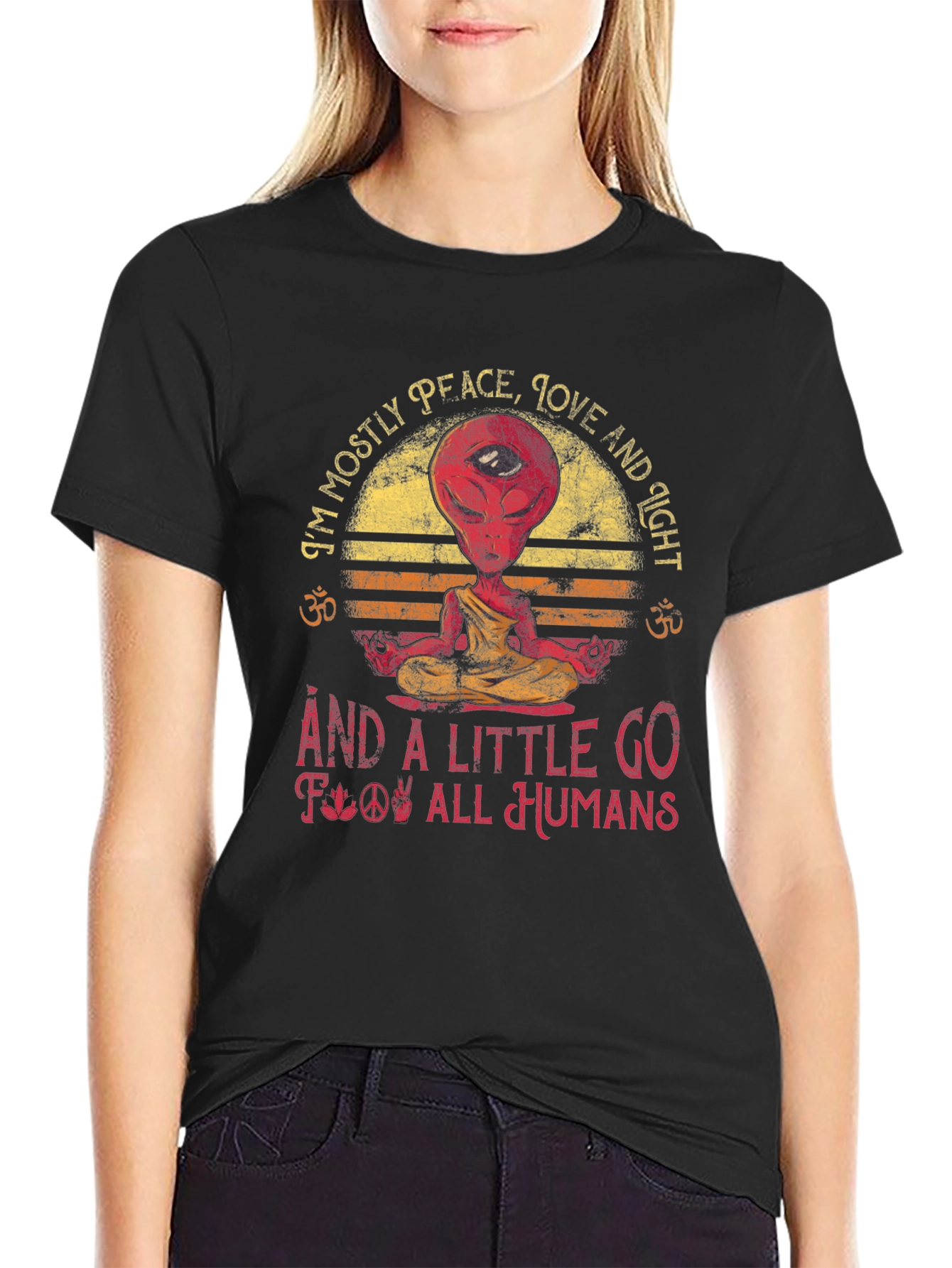 Peace Love Alien T-Shirt - Mostly Peace Graphic Tee