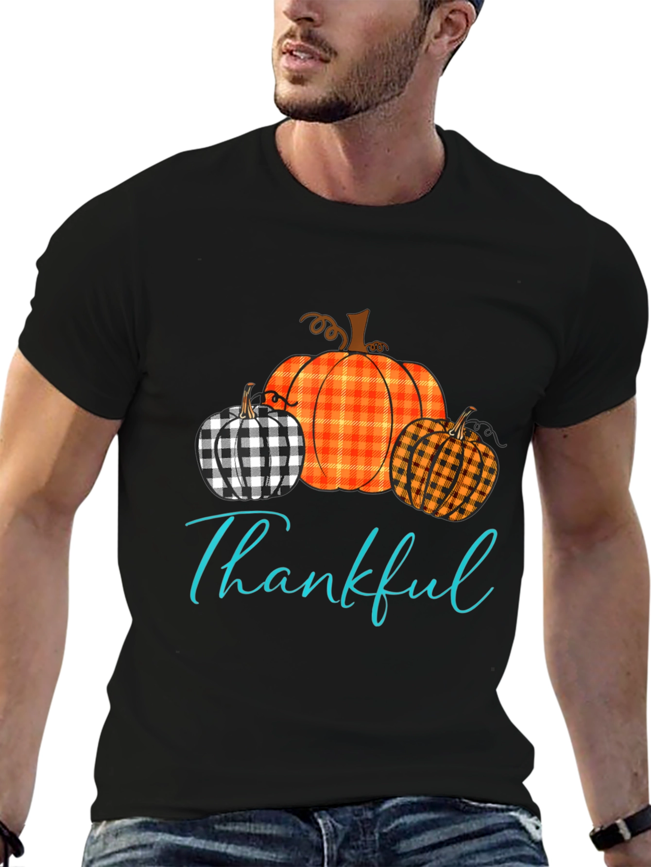 Thankful Pumpkin Plaid T-Shirt