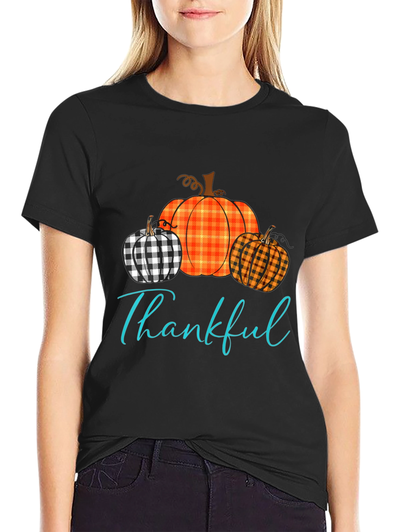 Thankful Pumpkin Plaid T-Shirt