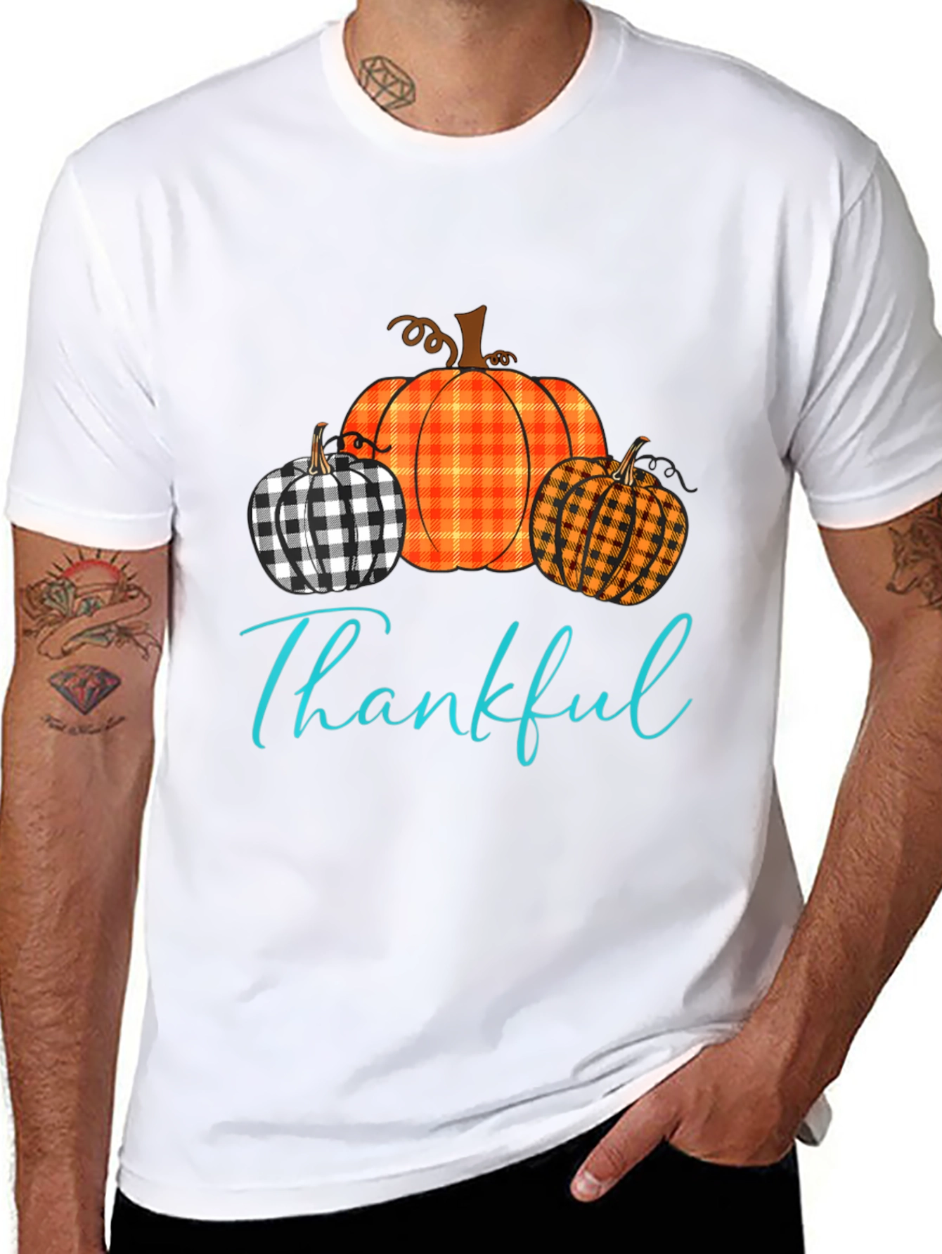 Thankful Pumpkin Plaid T-Shirt