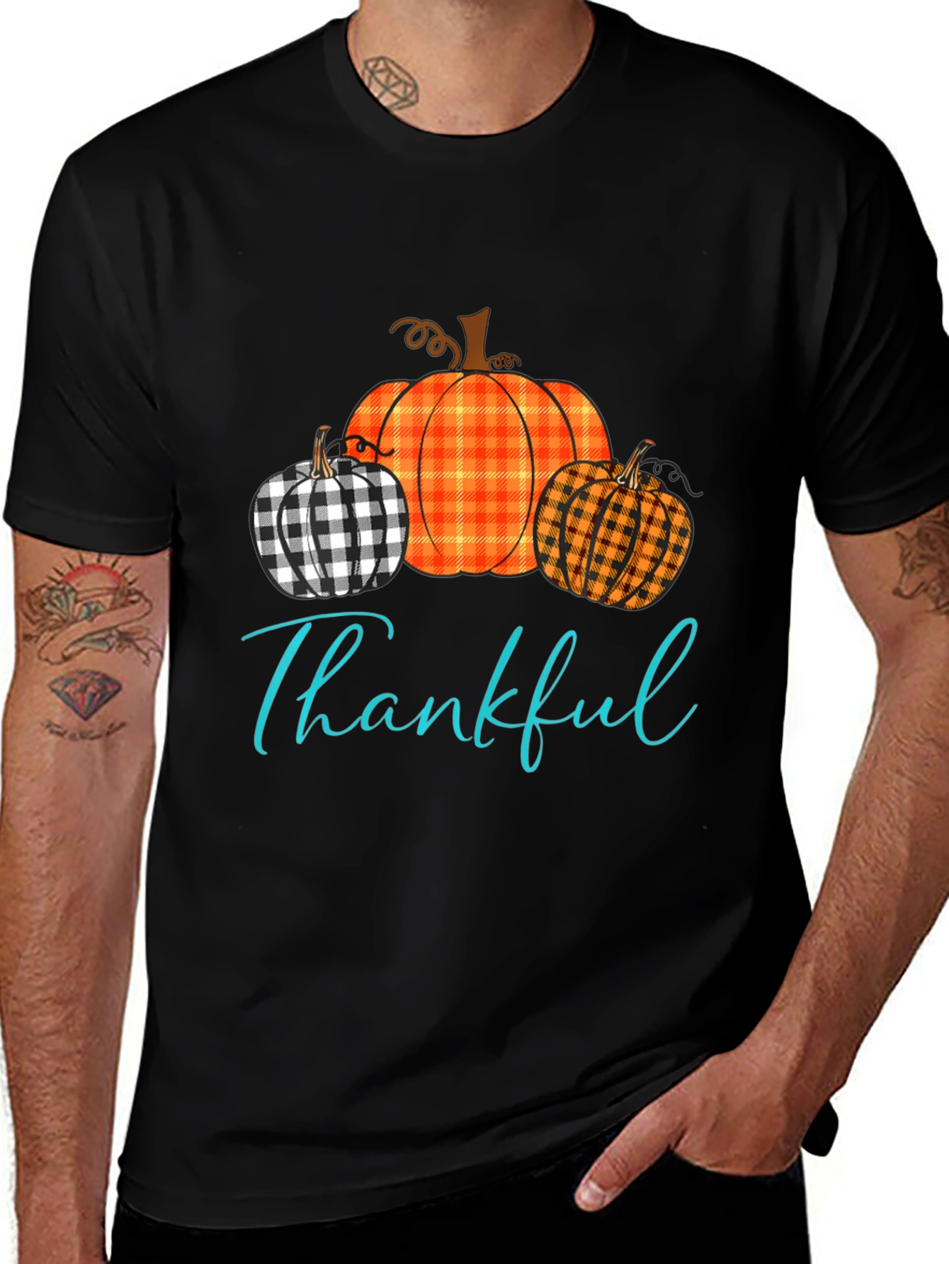 Thankful Pumpkin Plaid T-Shirt