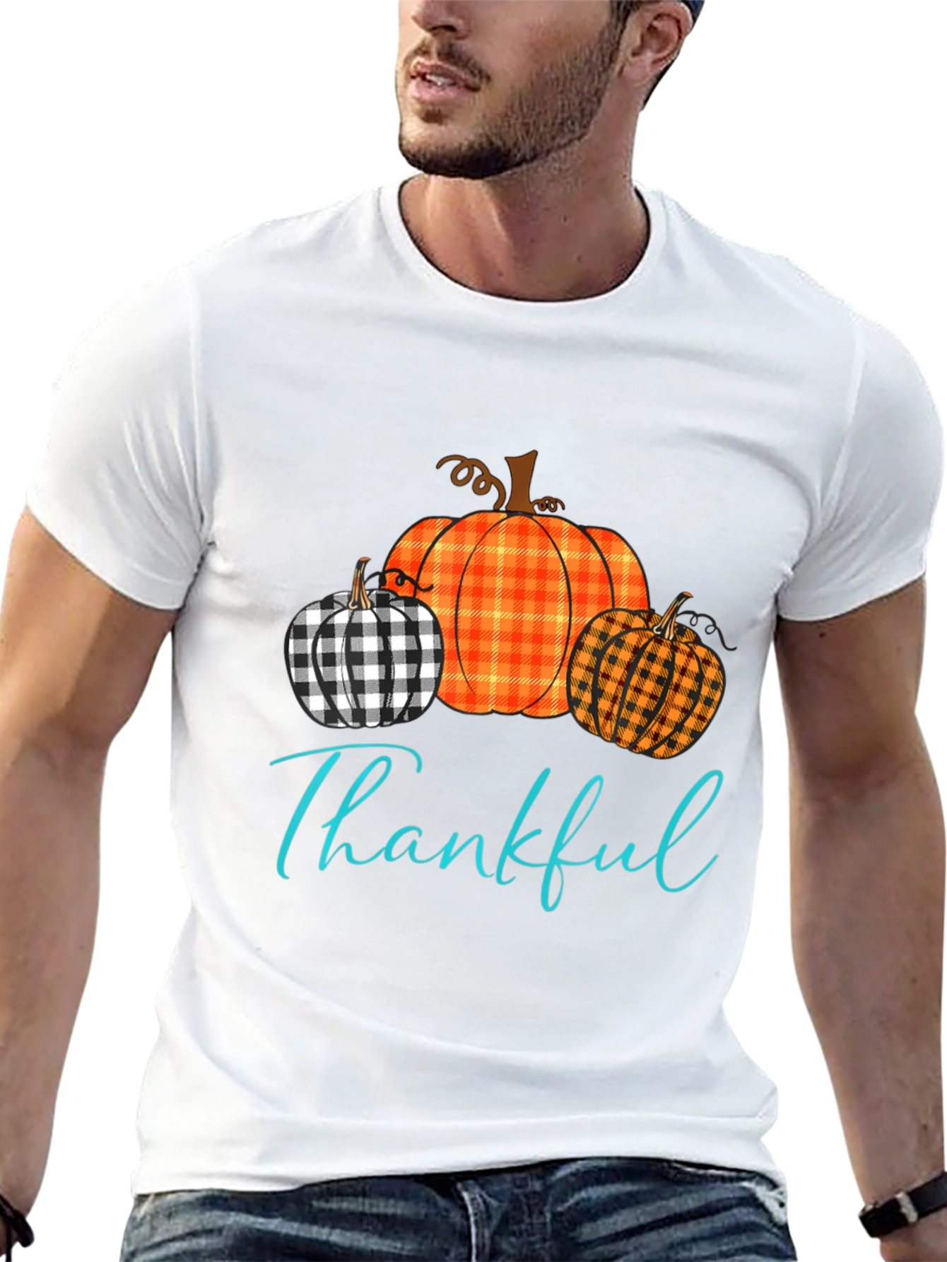 Thankful Pumpkin Plaid T-Shirt
