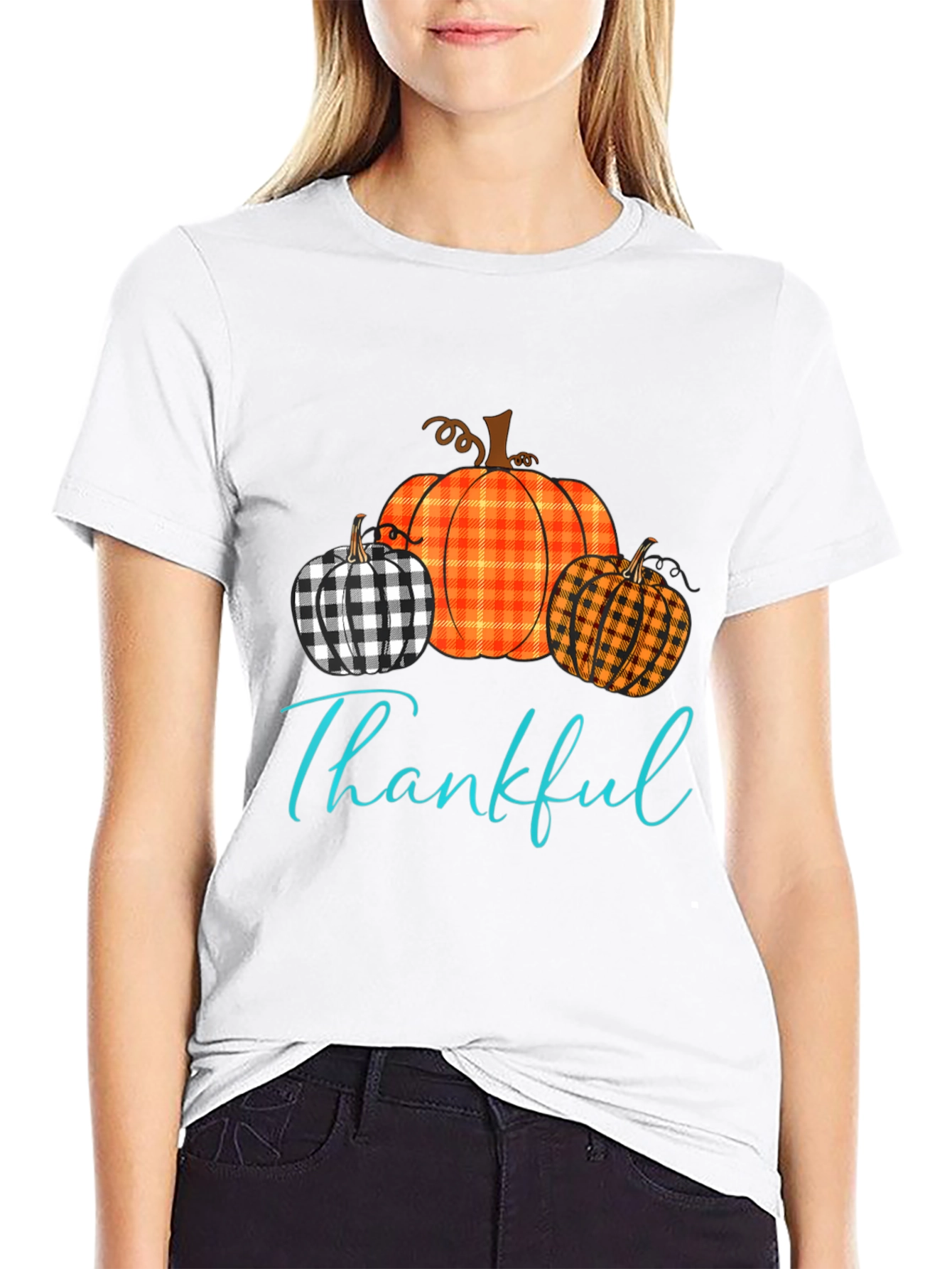 Thankful Pumpkin Plaid T-Shirt