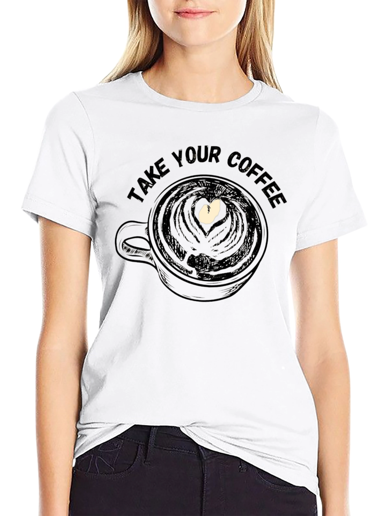 Take Your Coffee Mens Black Graphic Tee