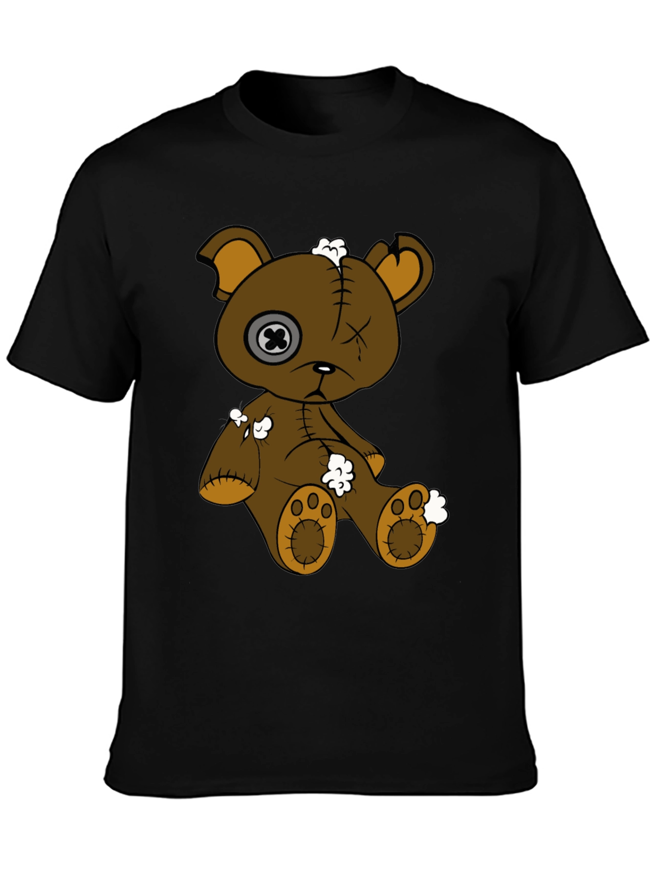 Distressed Teddy Bear Graphic Tee - Unisex Black T-Shirt