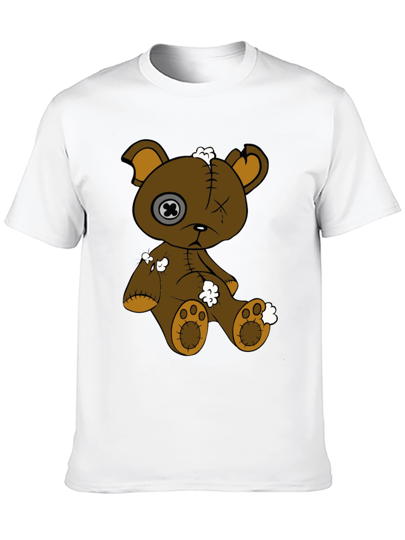 Distressed Teddy Bear Graphic Tee - Unisex Black T-Shirt