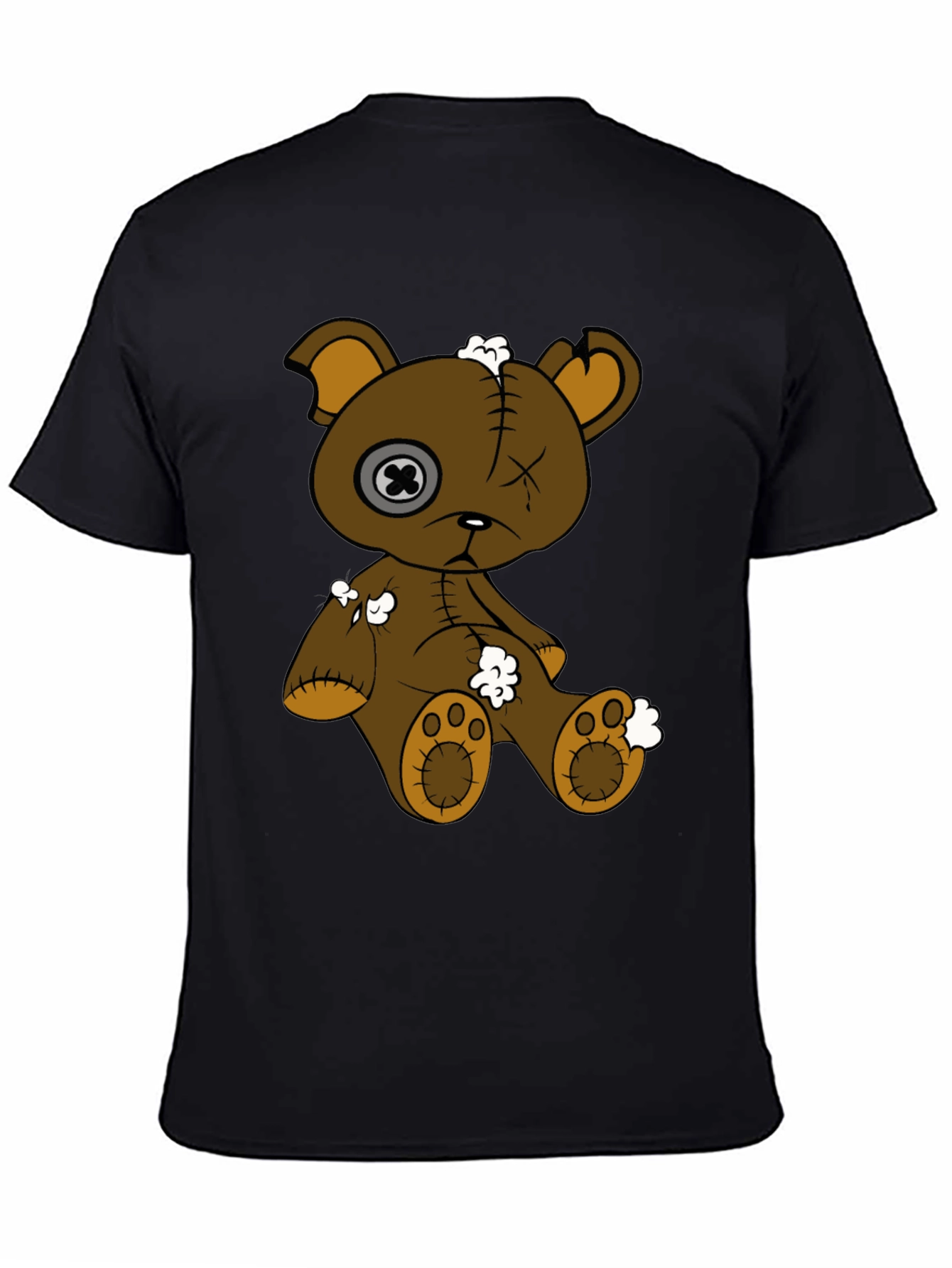Distressed Teddy Bear Graphic Tee - Unisex Black T-Shirt