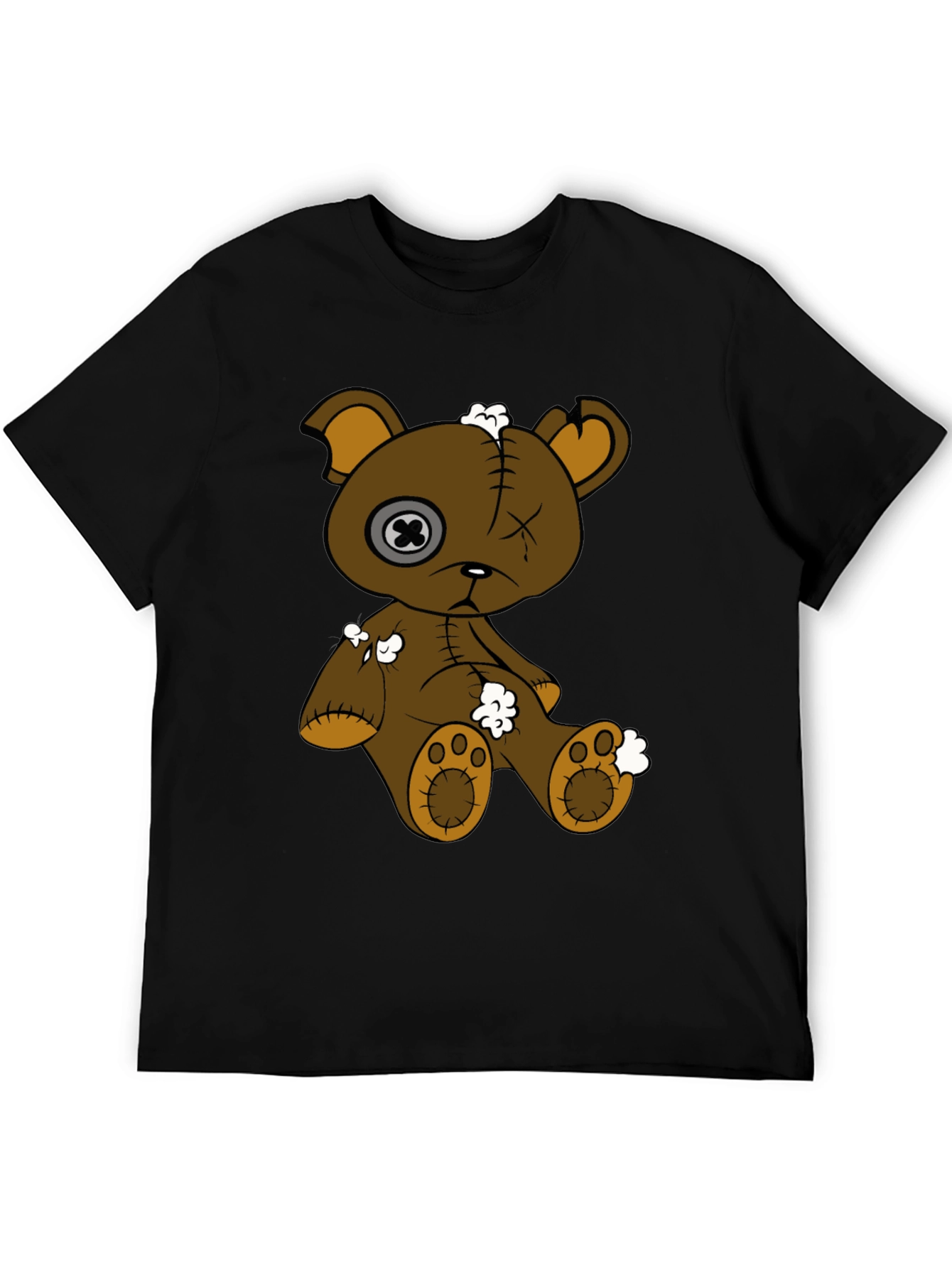 Distressed Teddy Bear Graphic Tee - Unisex Black T-Shirt