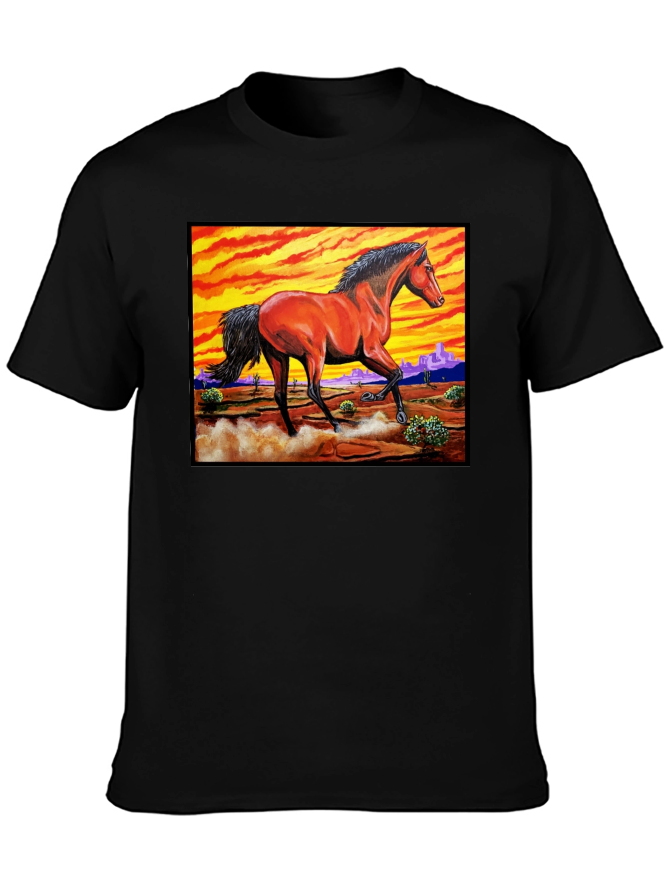 Wild Horse Graphic Tee - Desert Sunset Design
