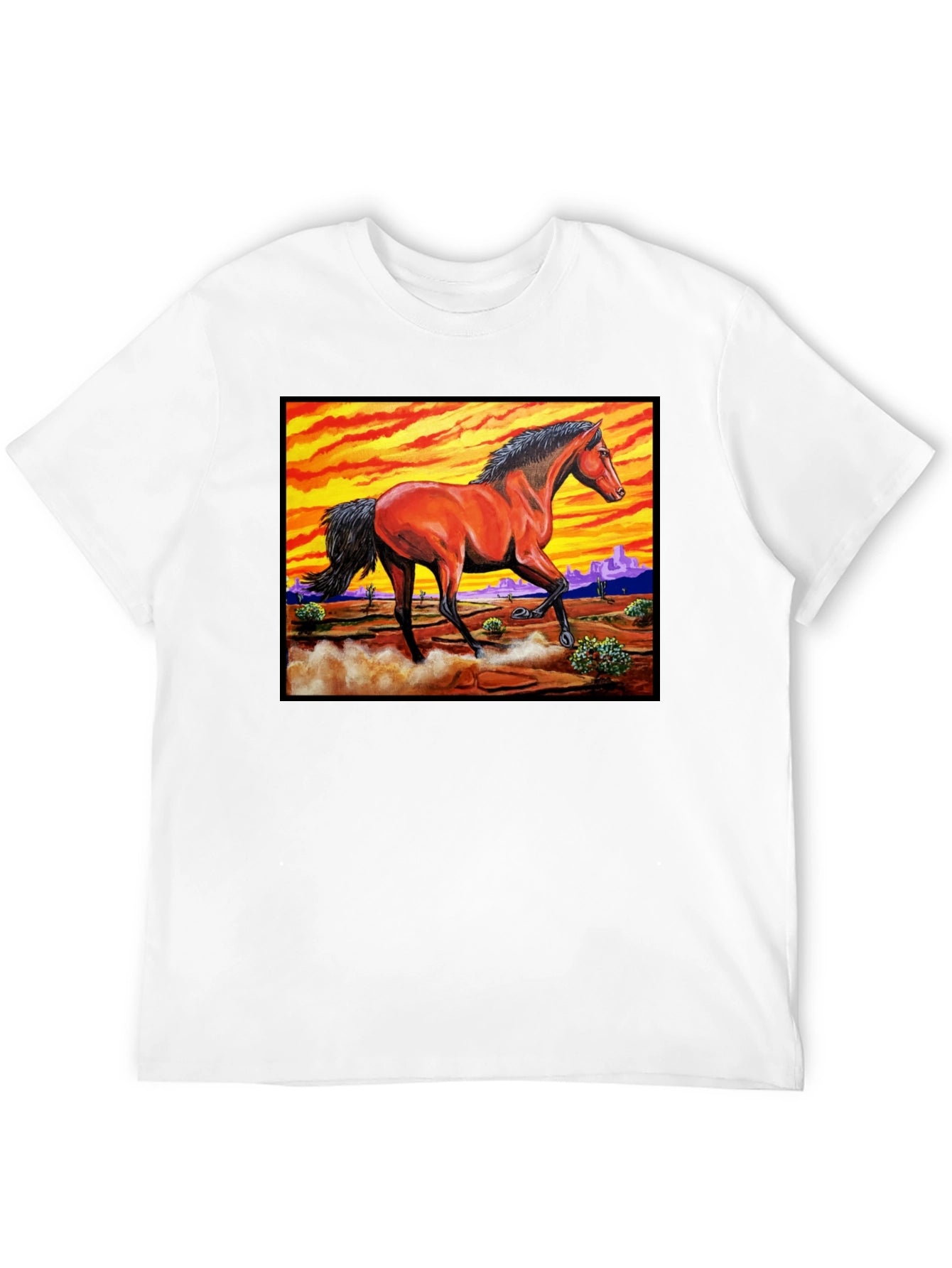 Wild Horse Graphic Tee - Desert Sunset Design