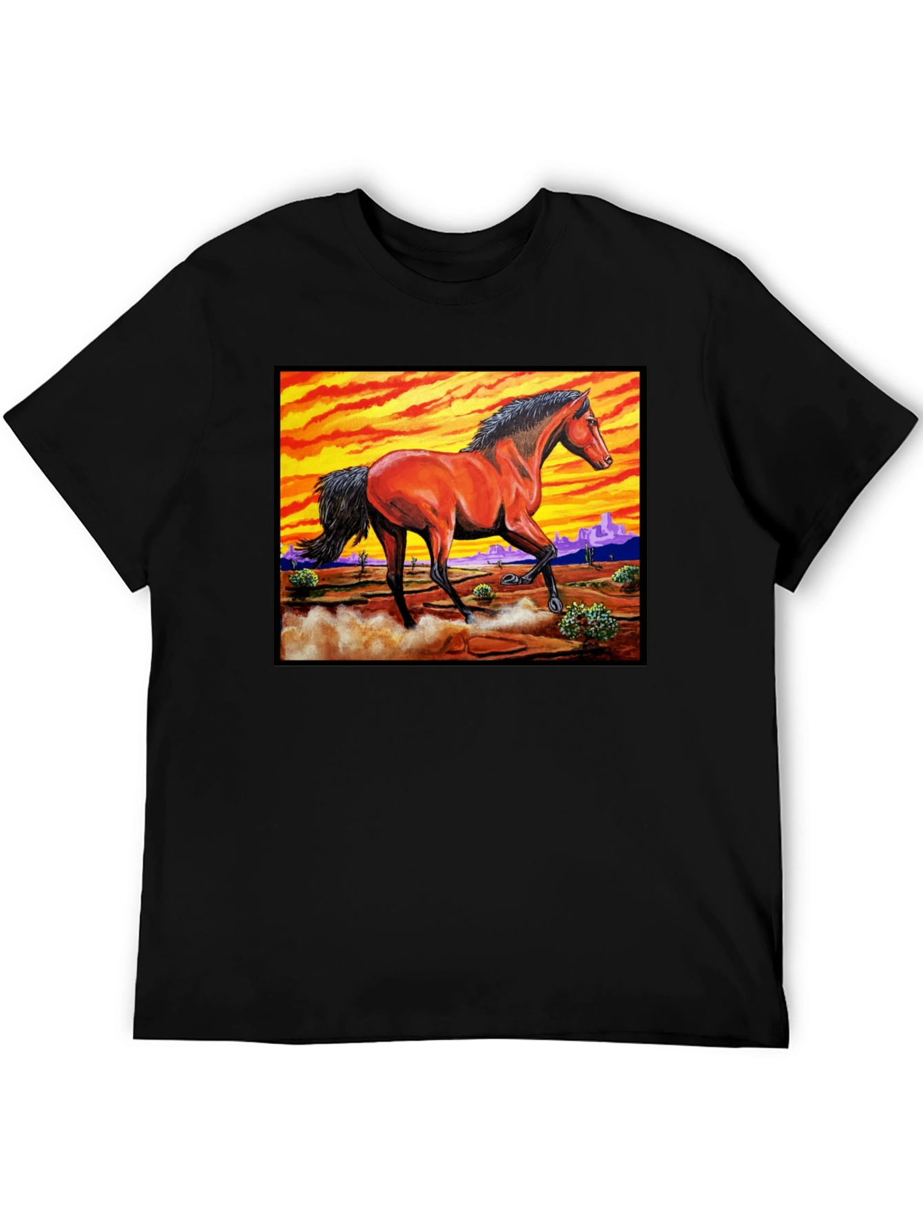 Wild Horse Graphic Tee - Desert Sunset Design