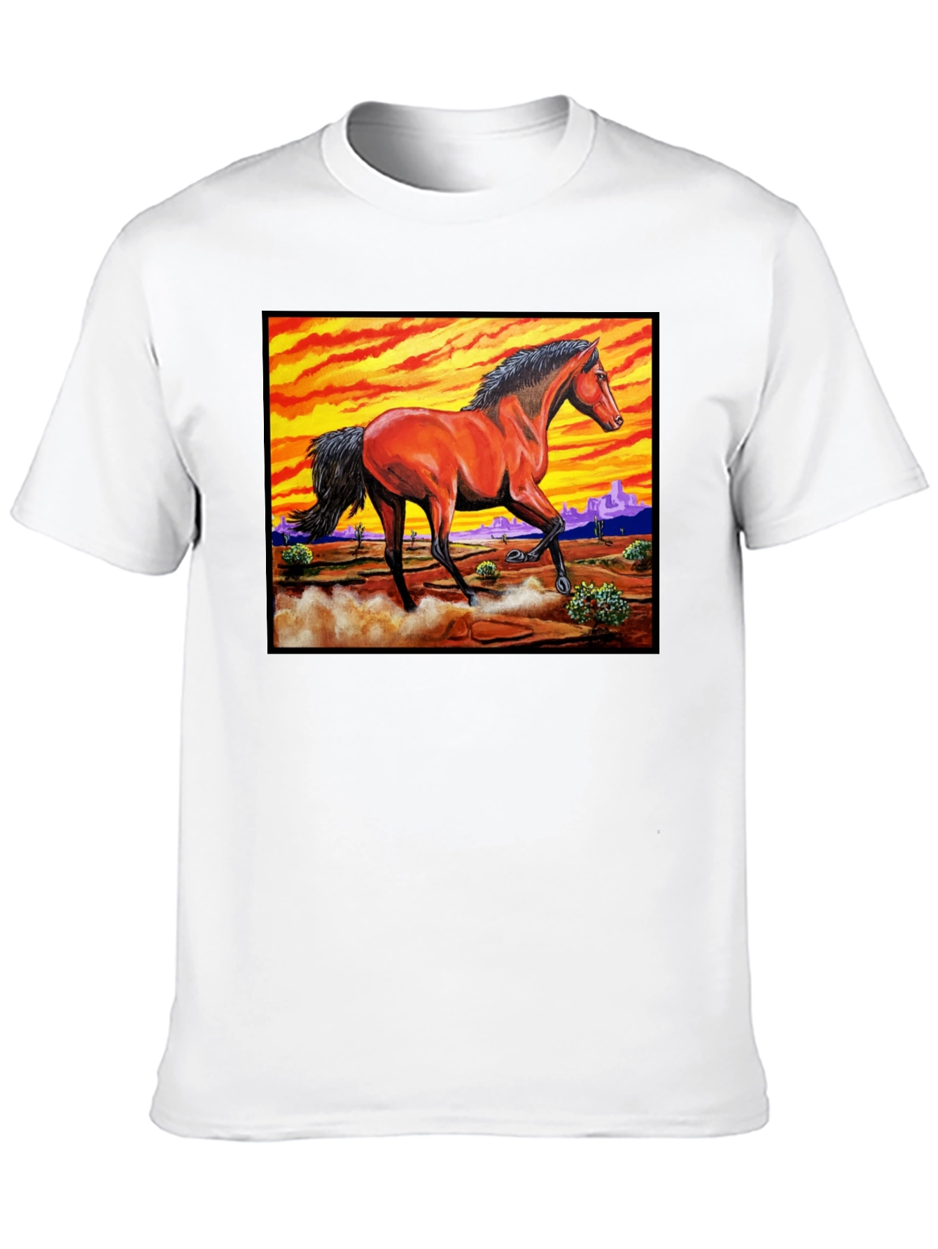 Wild Horse Graphic Tee - Desert Sunset Design