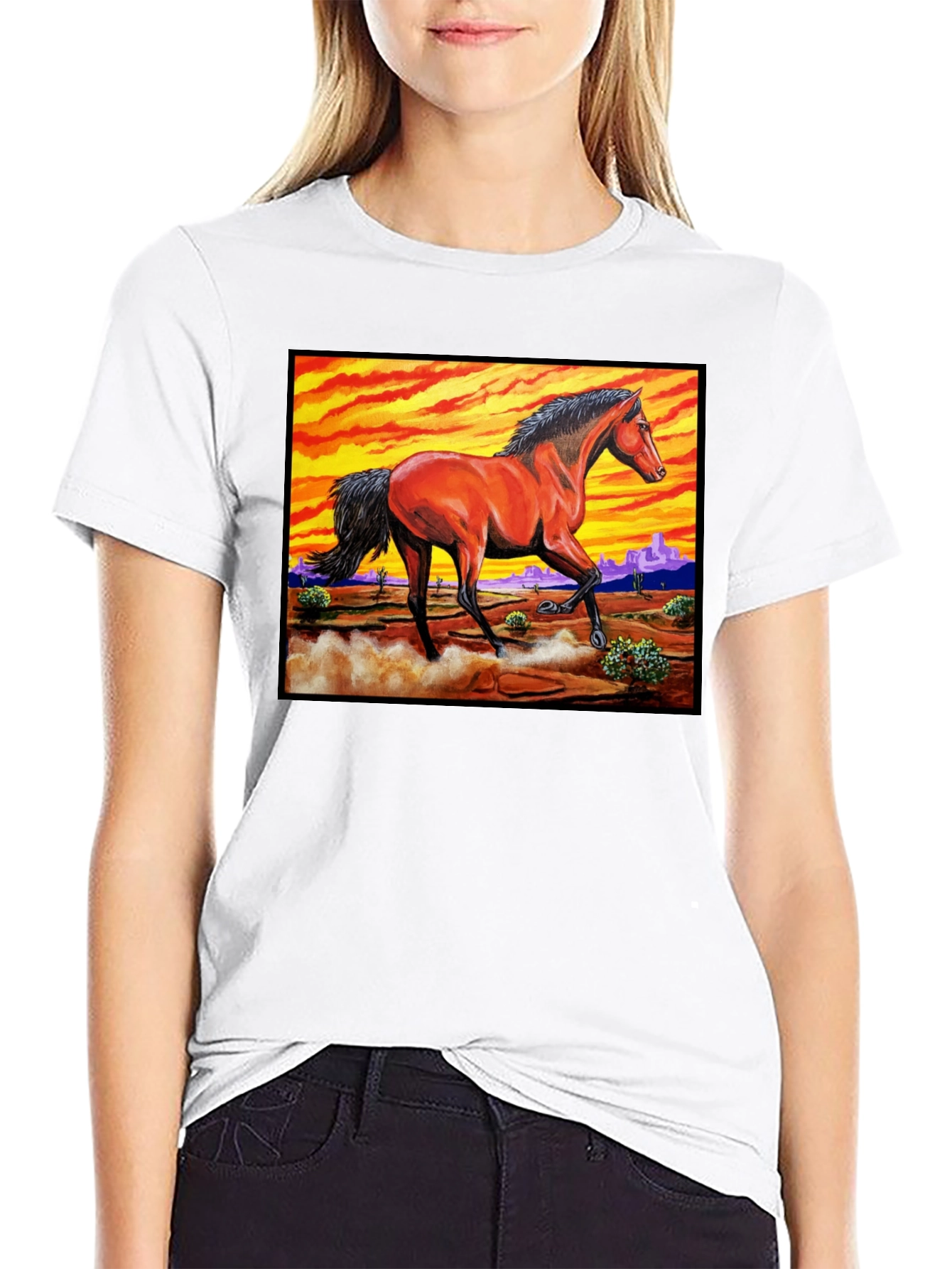 Wild Horse Graphic Tee - Desert Sunset Design