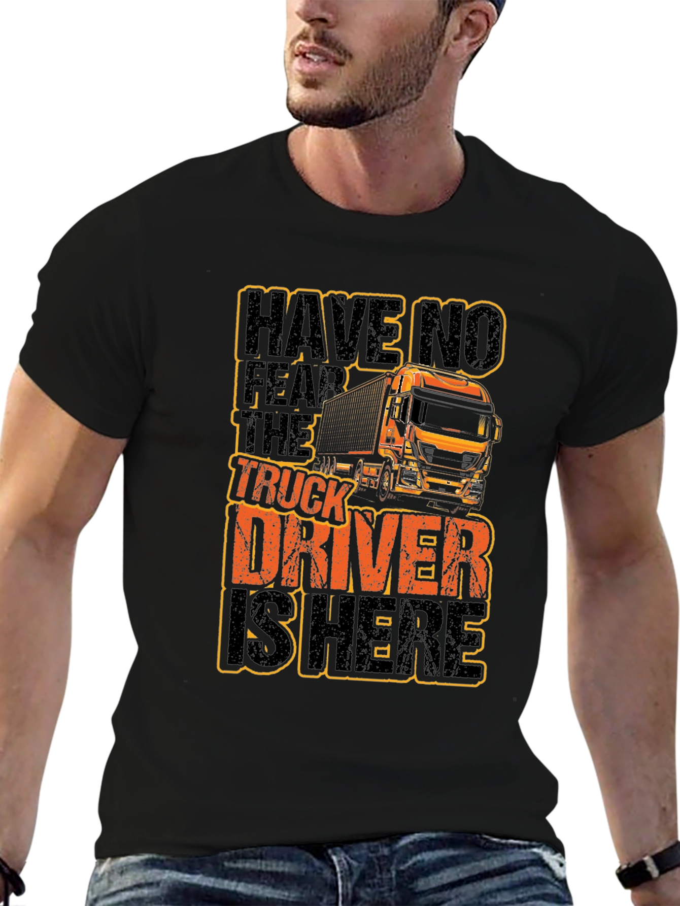 Truck Driver Graphic T-Shirt - Black Cotton Tee
