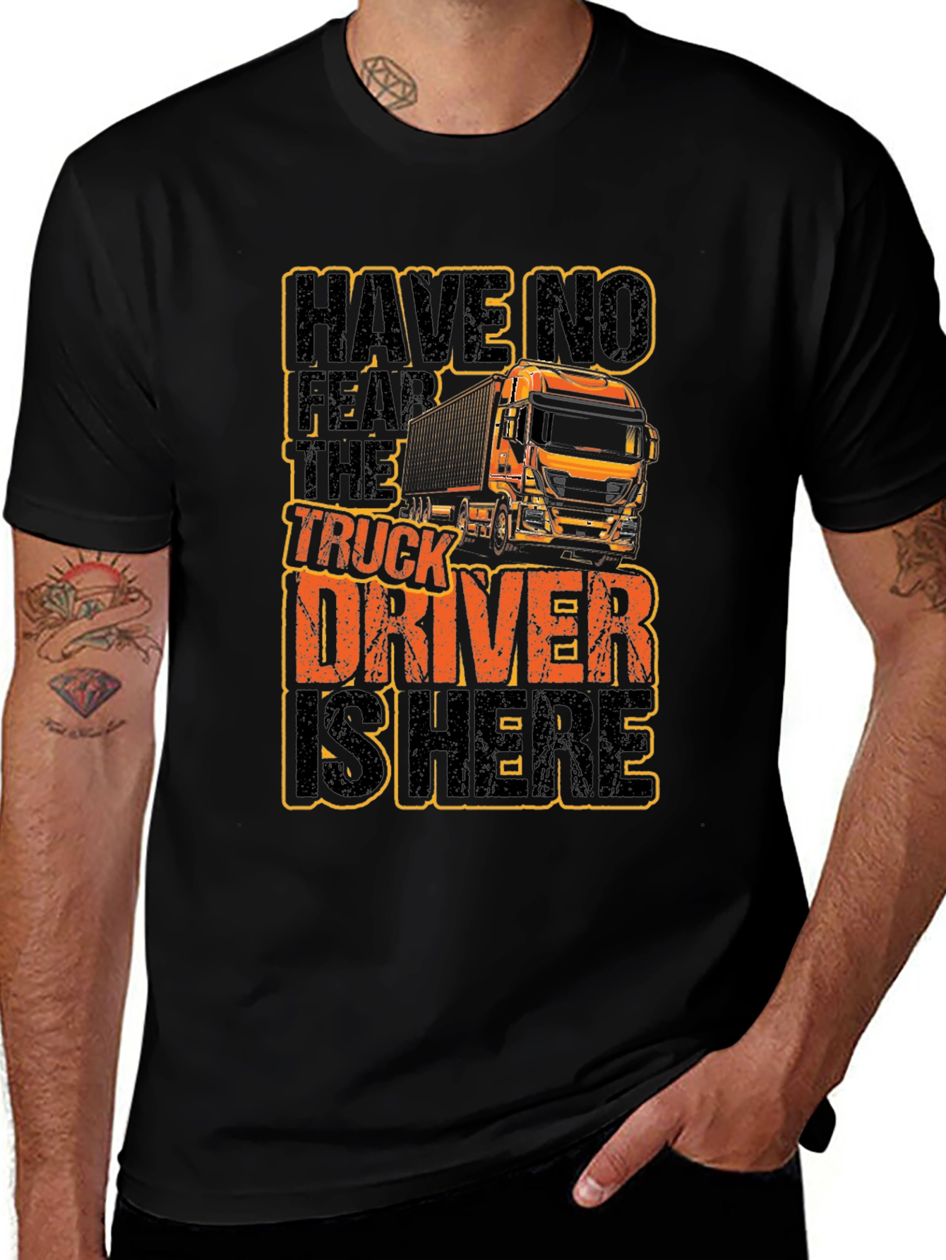 Truck Driver Graphic T-Shirt - Black Cotton Tee