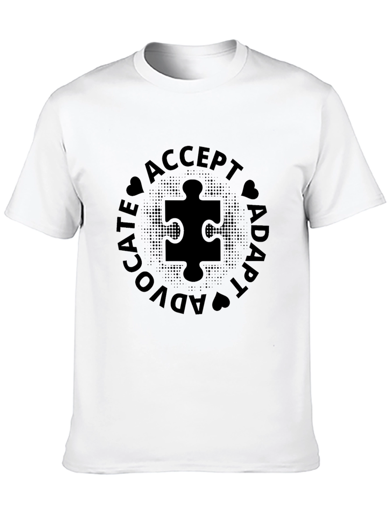 Autism Awareness Black T-Shirt - Accept Adapt Advocate
